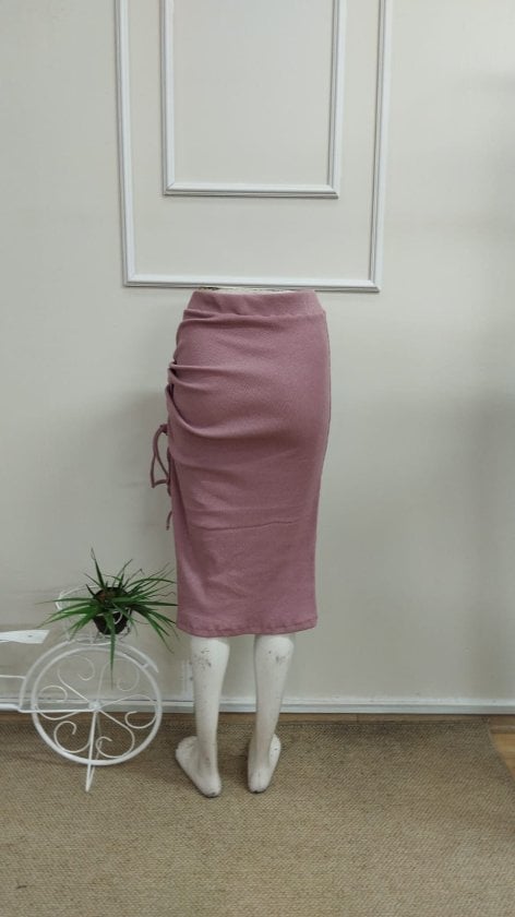 Women's Ribbed Knit Midi Skirt with Drawstring Detail - Janes - by Peralane - photo 5