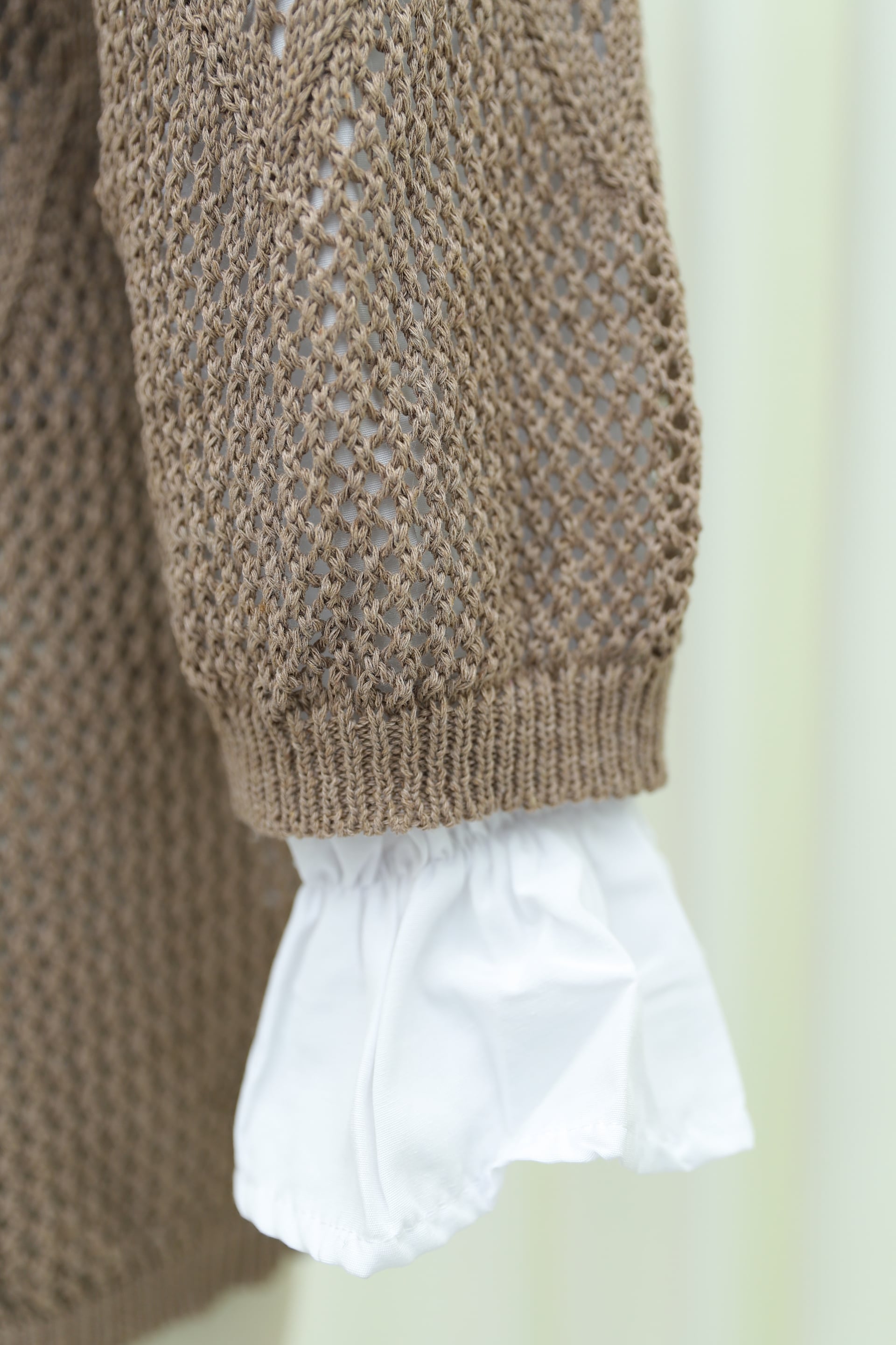 Diamond Pattern Openwork Knit Cardigan - Light Brown - Podyumplus - by Peralane - photo 7