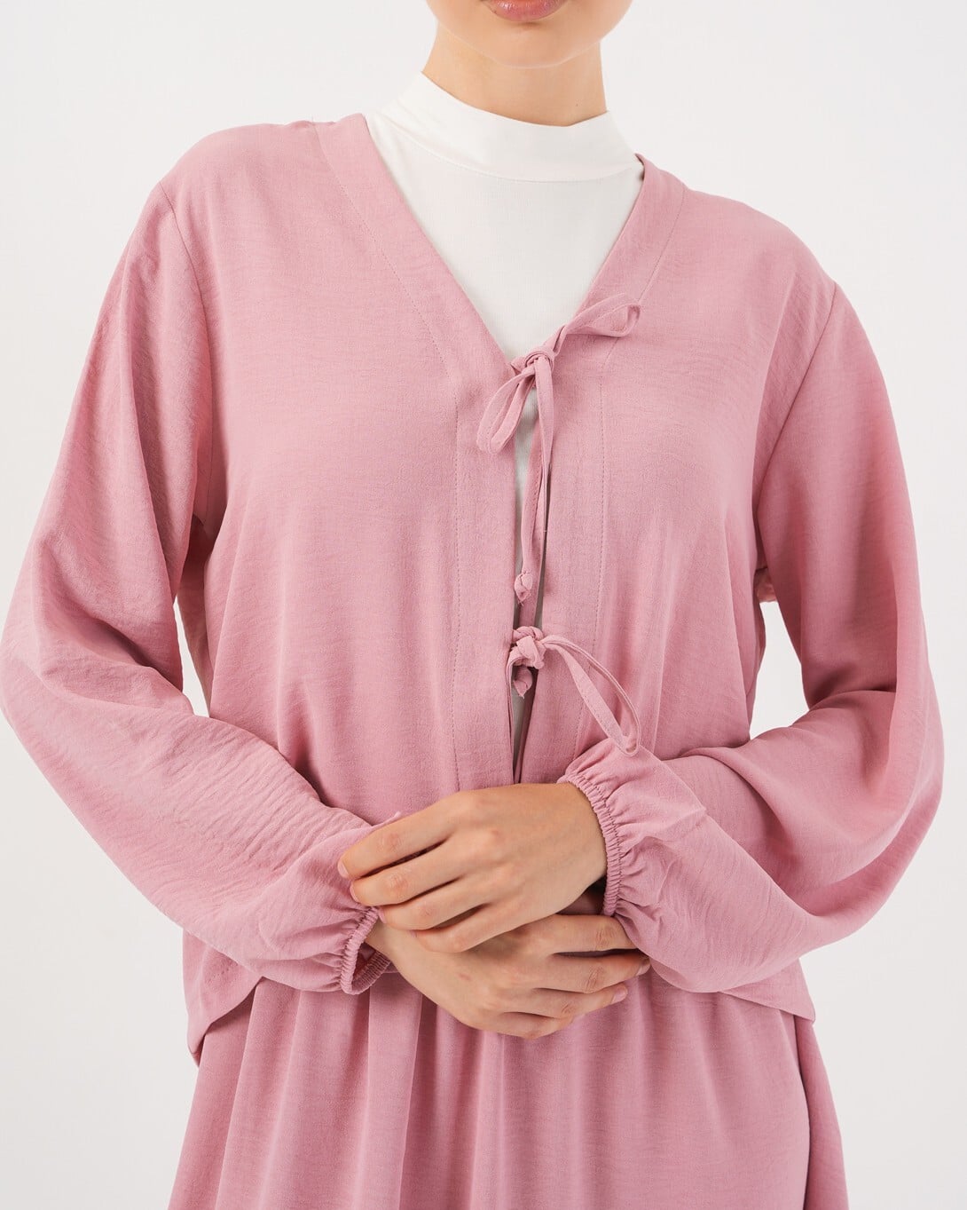 Women's Two-Piece Pink Modest Set with Long Skirt and Cropped Cardigan - Bigdart - by Peralane - photo 3