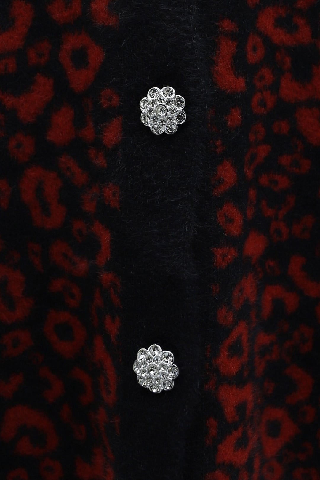 Leopard Print Buttoned Oversize Knit Cardigan - Red - Podyumplus - by Peralane - photo 6