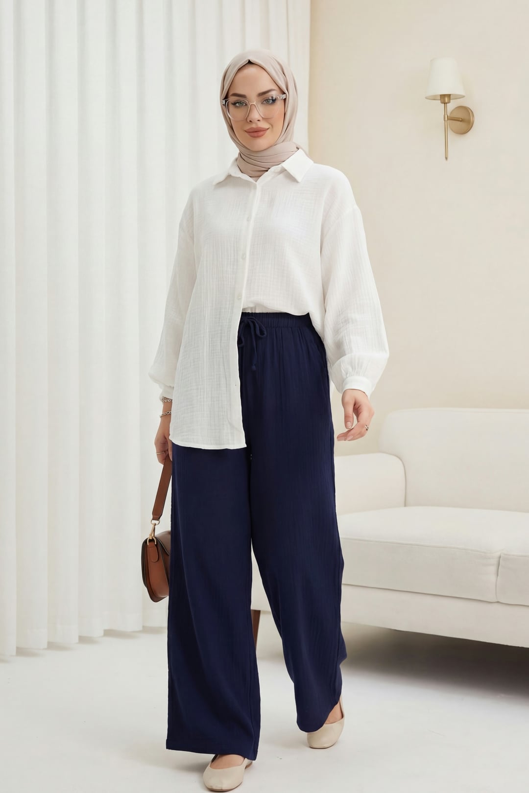 Oval Cut Buttoned Muslin Blouse - Ecru - Podyumplus - by Peralane - photo 4