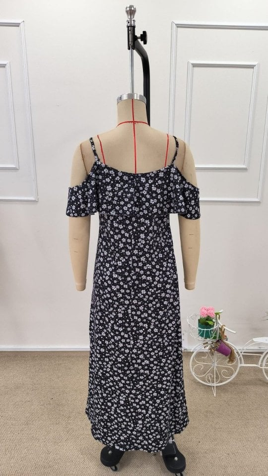 Women's Cold-Shoulder Floral Printed Midi Dress with Slit - Janes - by Peralane - photo 7