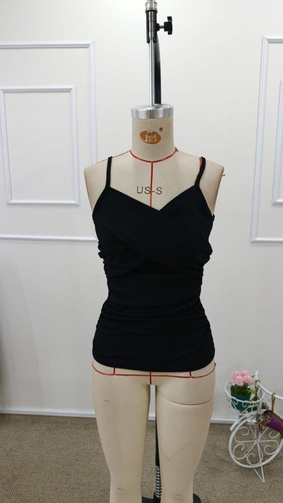 Women's Black Spaghetti Strap Wrap Front Jersey Camisole - Janes - by Peralane - photo 6