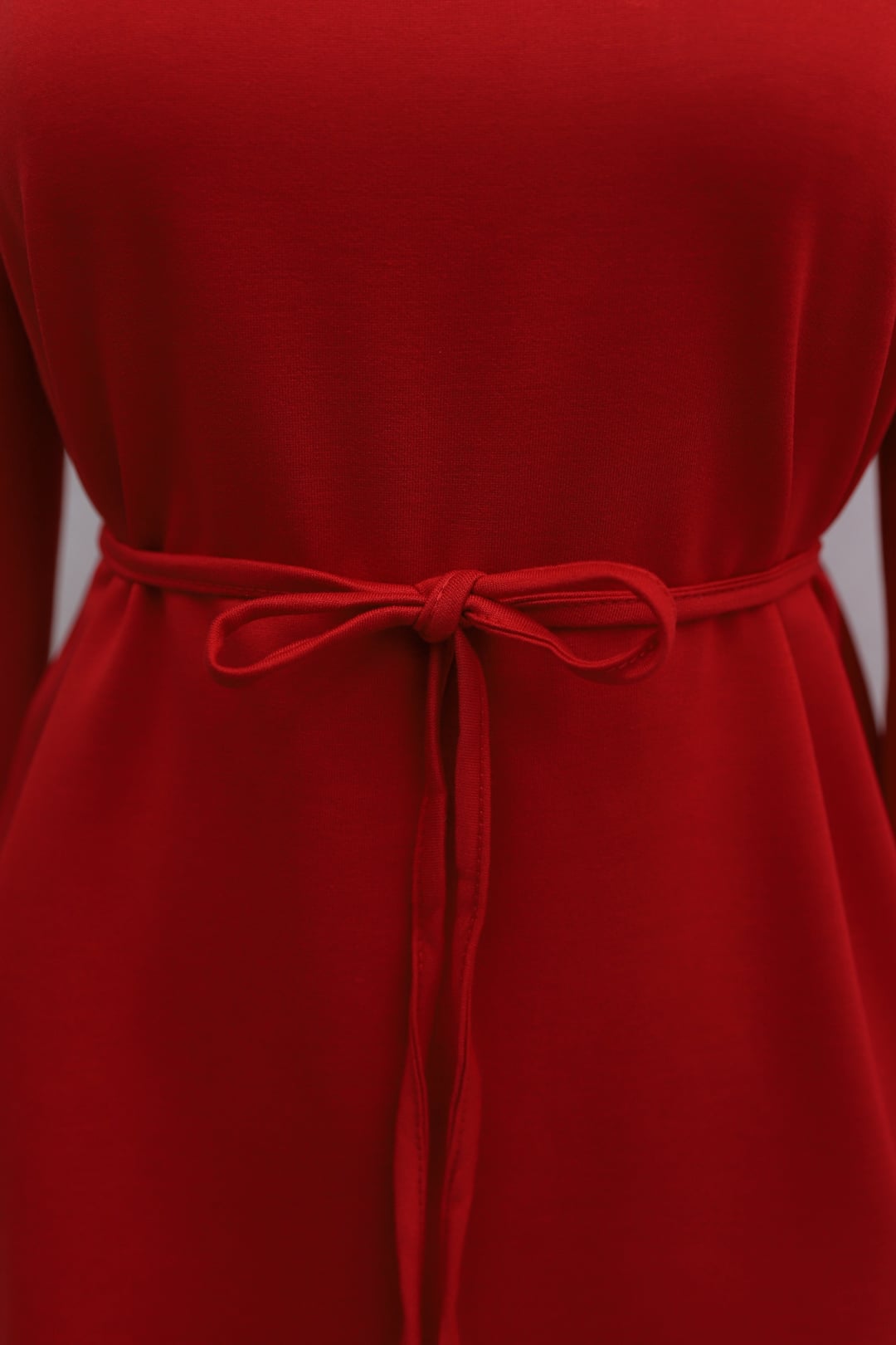 Round Neck Tie Waist Knit Tunic - Red - Podyumplus - by Peralane - photo 8