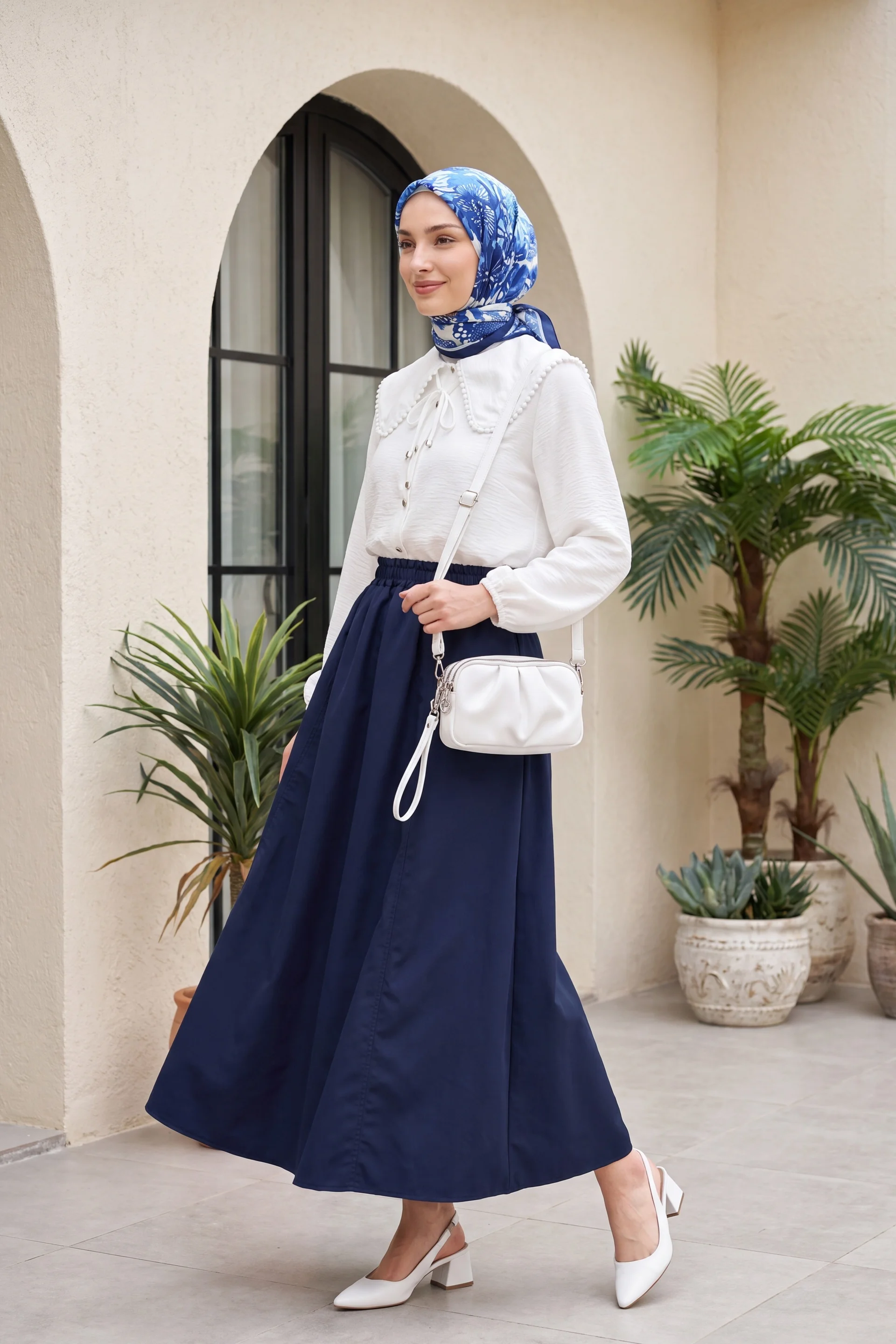 Navy Blue Elasticated Waist Pocket Parachute Skirt - Podyumplus - by Peralane - photo 4