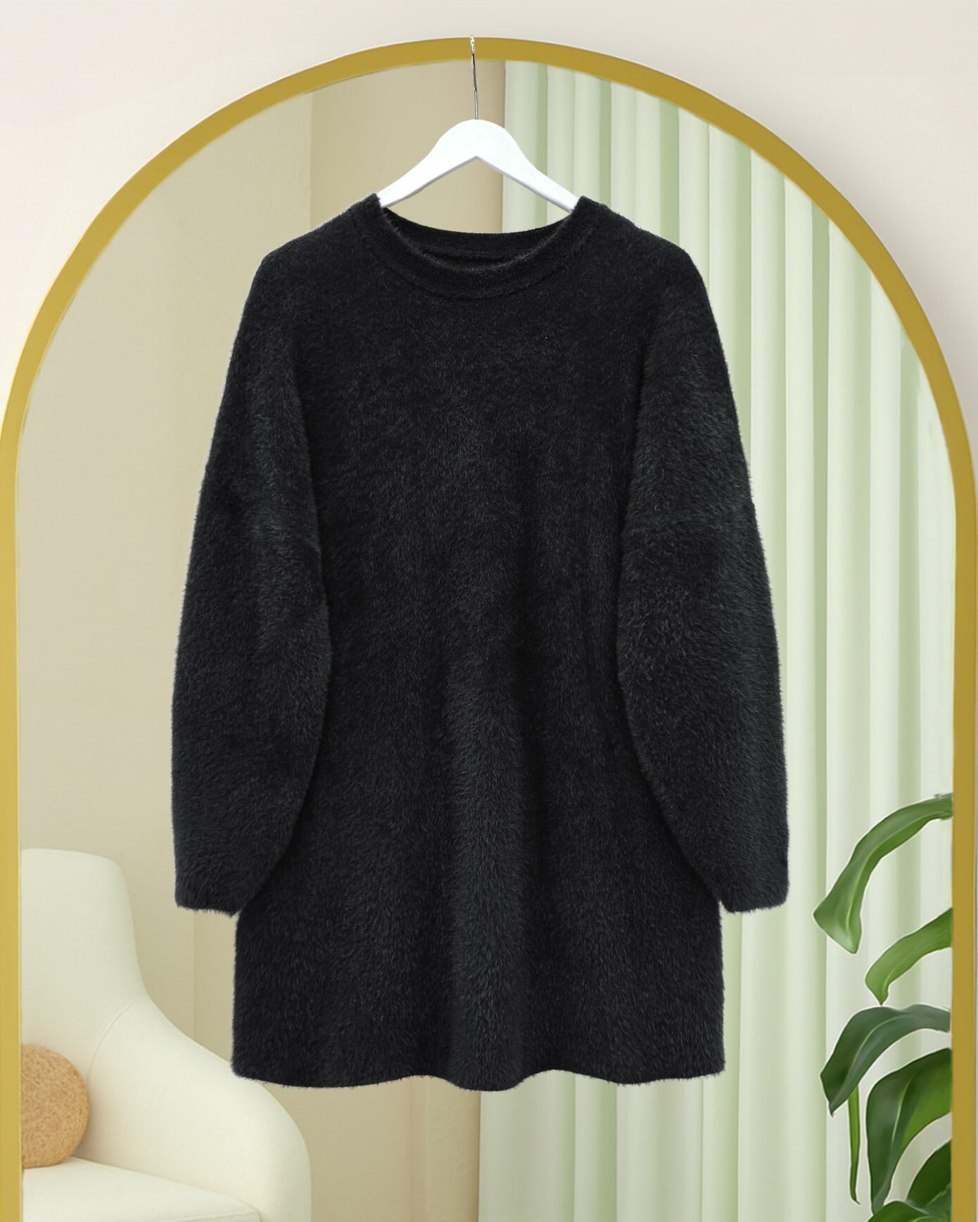 Black Long Relaxed Knit Tunic - Podyumplus - by Peralane - photo 3