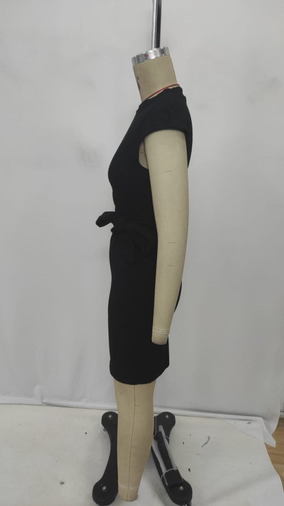 Women's Short Cap Sleeve Crew Neck Tie Waist Modal Mini Dress - Janes - by Peralane - photo 4