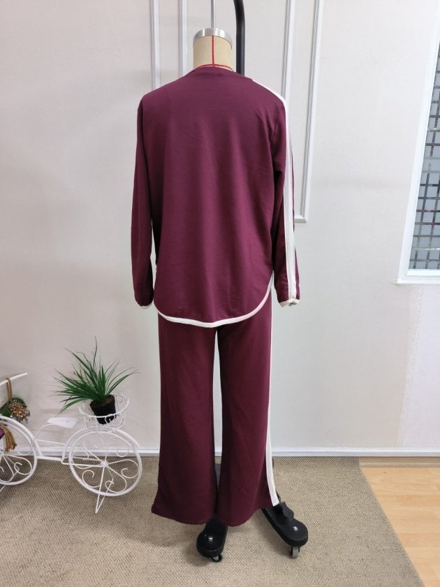 Women's Plum Knit Lounge Set with White Stripes - Pack of 6 - Janes - by Peralane - photo 5