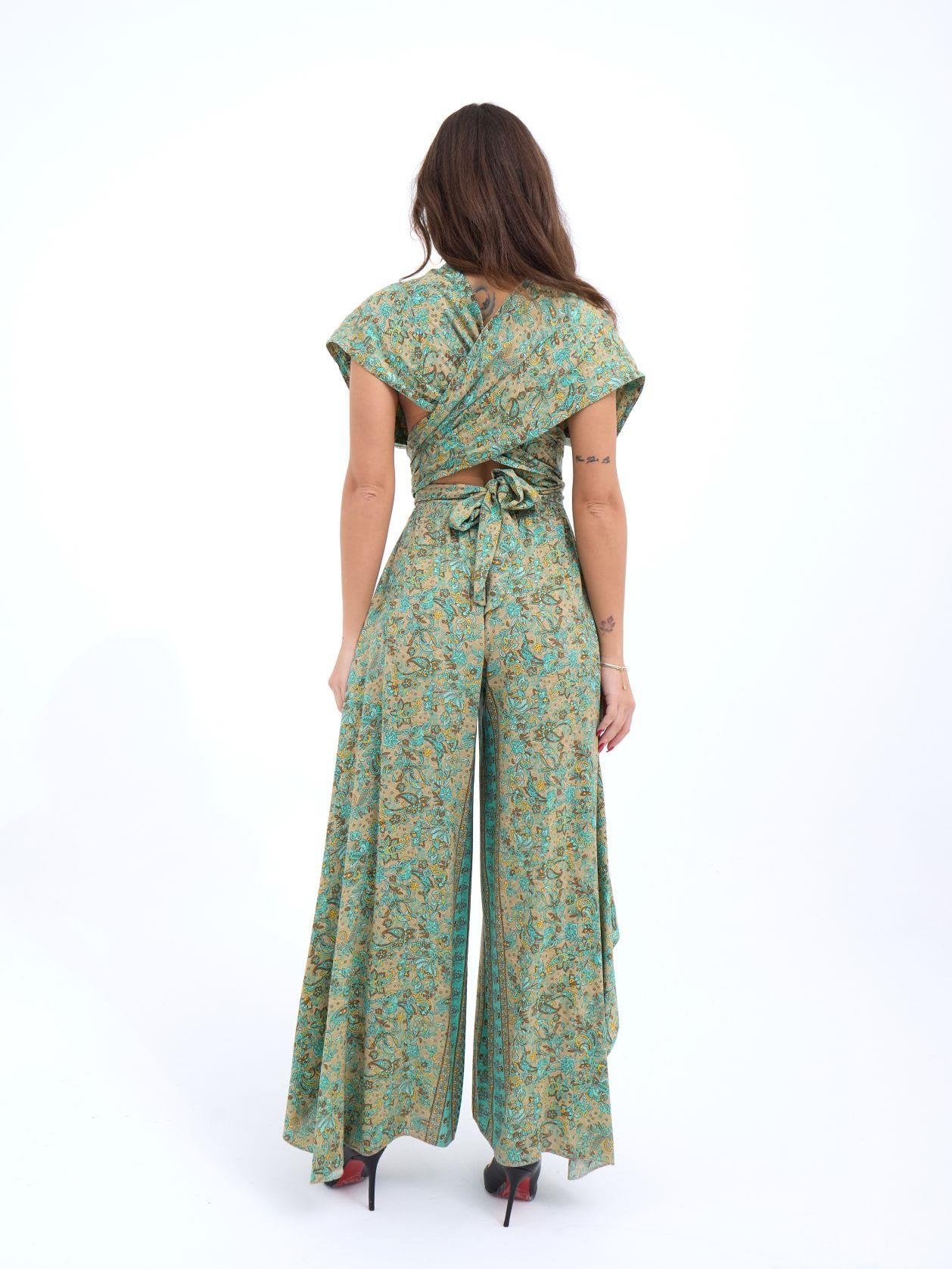 Women's Paisley Print Wide-Leg Jumpsuit with Self-Tie Belt - Fame - by Peralane - photo 5