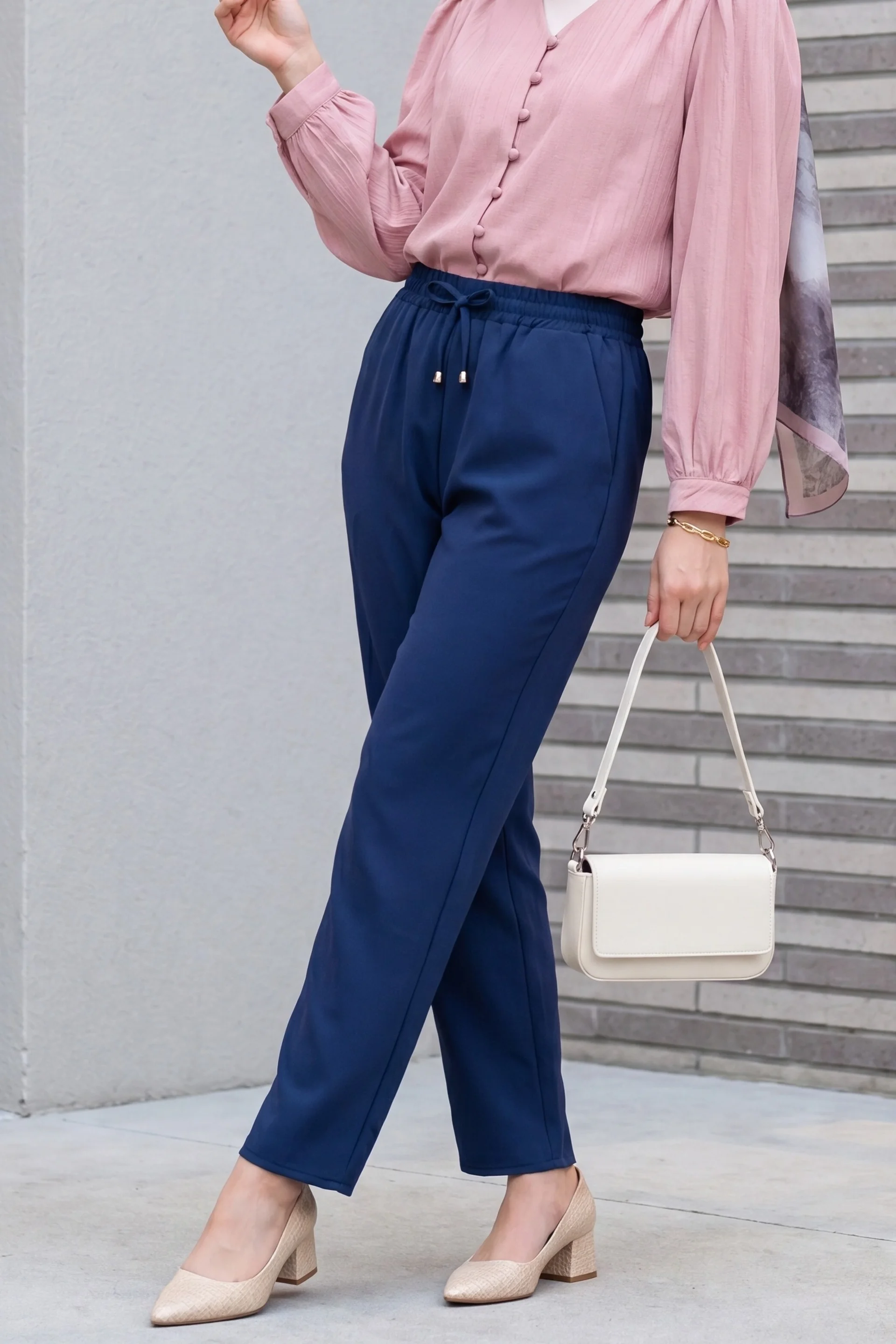 Drawstring Straight Leg Trousers - Petrol - Podyumplus - by Peralane - photo 2