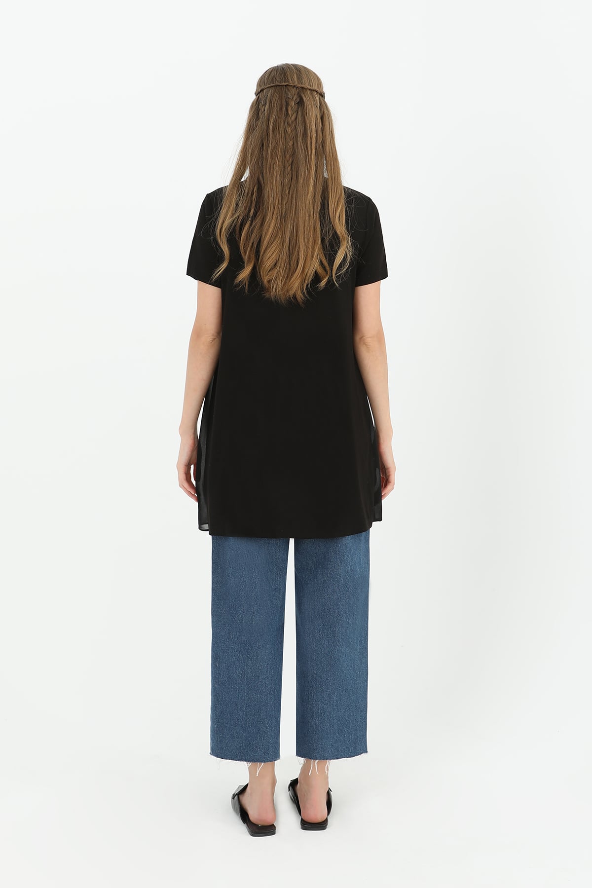 Women's Basic Long T-Shirt - Black - Puane - by Peralane - photo 3