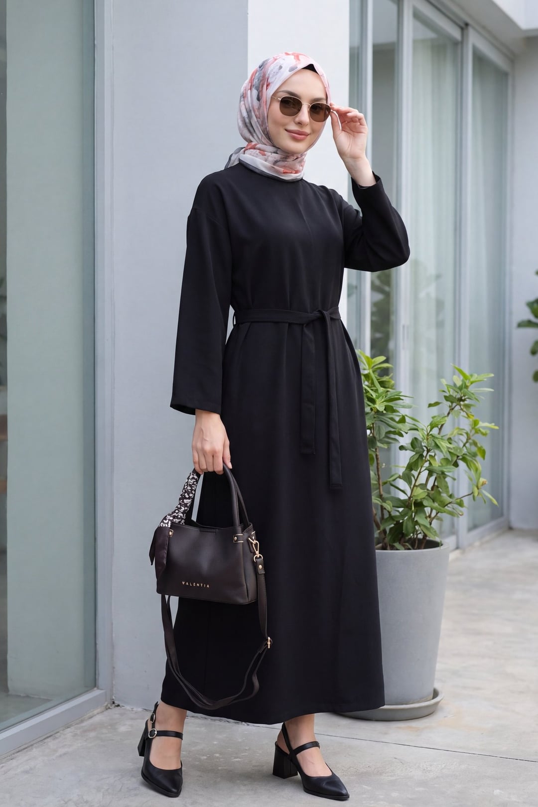 Black Belted Diagonal Tencel Dress - Podyumplus - by Peralane - photo 2
