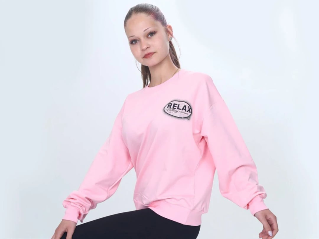 Relax Print Girls' Sweatshirt - Light Pink - Vizviz - by Peralane