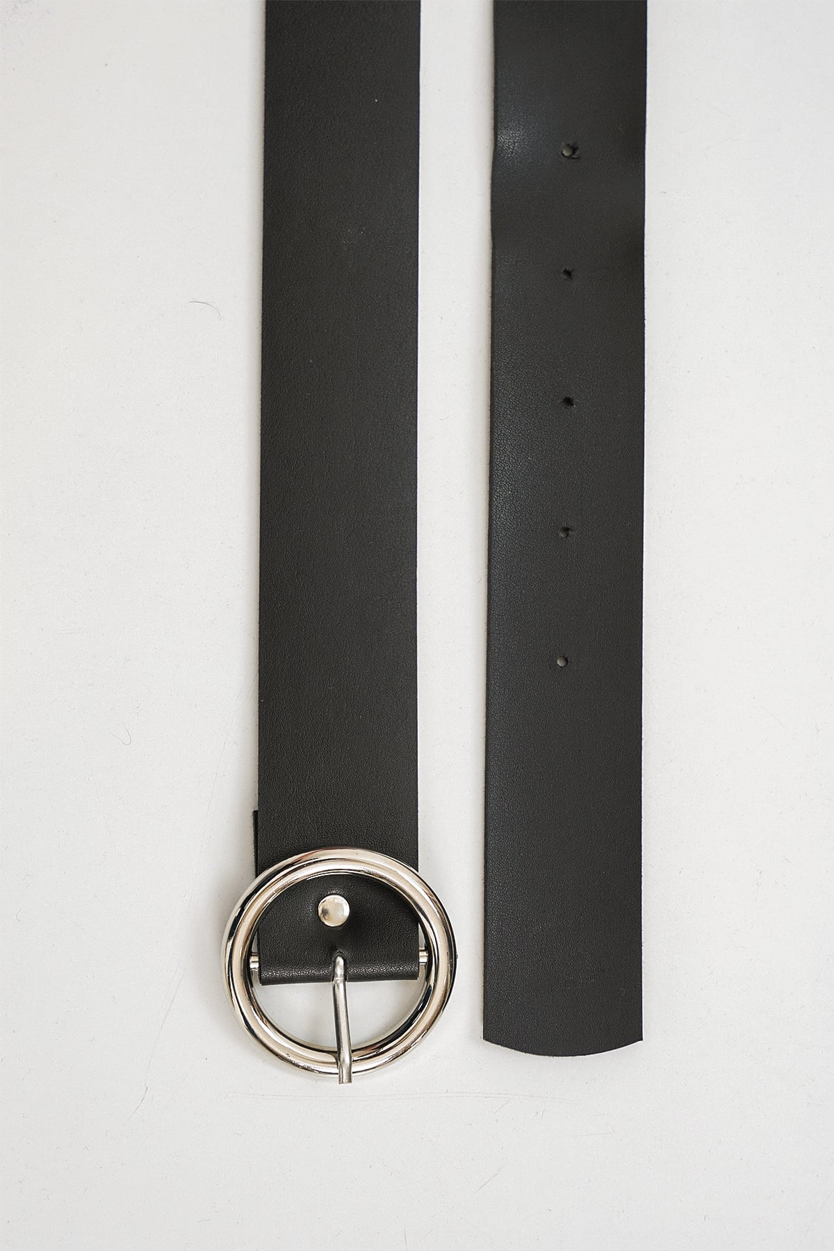 Women's Black Round Buckle Faux Leather Belt - Bigdart - by Peralane - photo 3