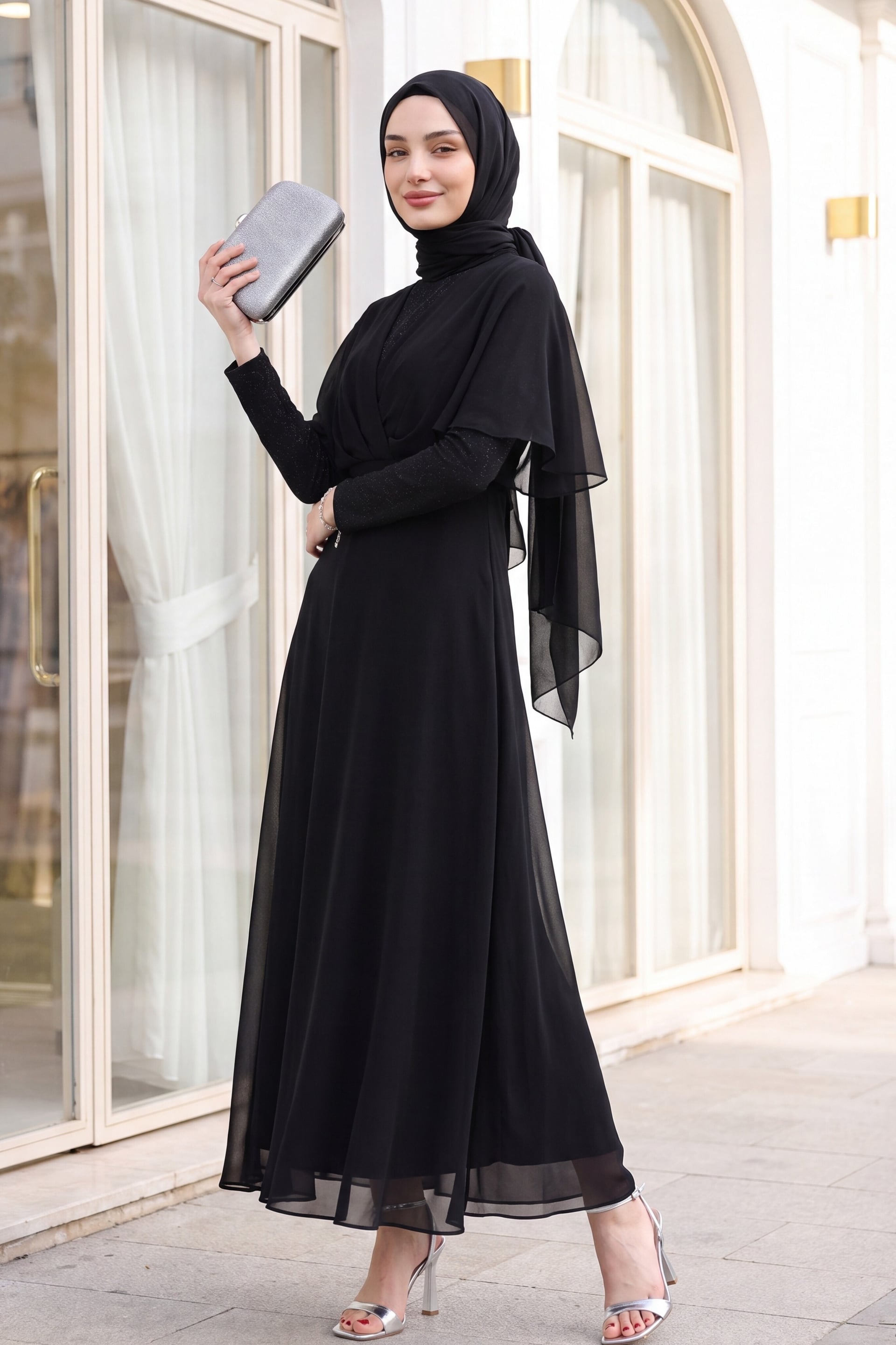 Black Sequin Chiffon Long Evening Dress - Podyumplus - by Peralane - photo 2