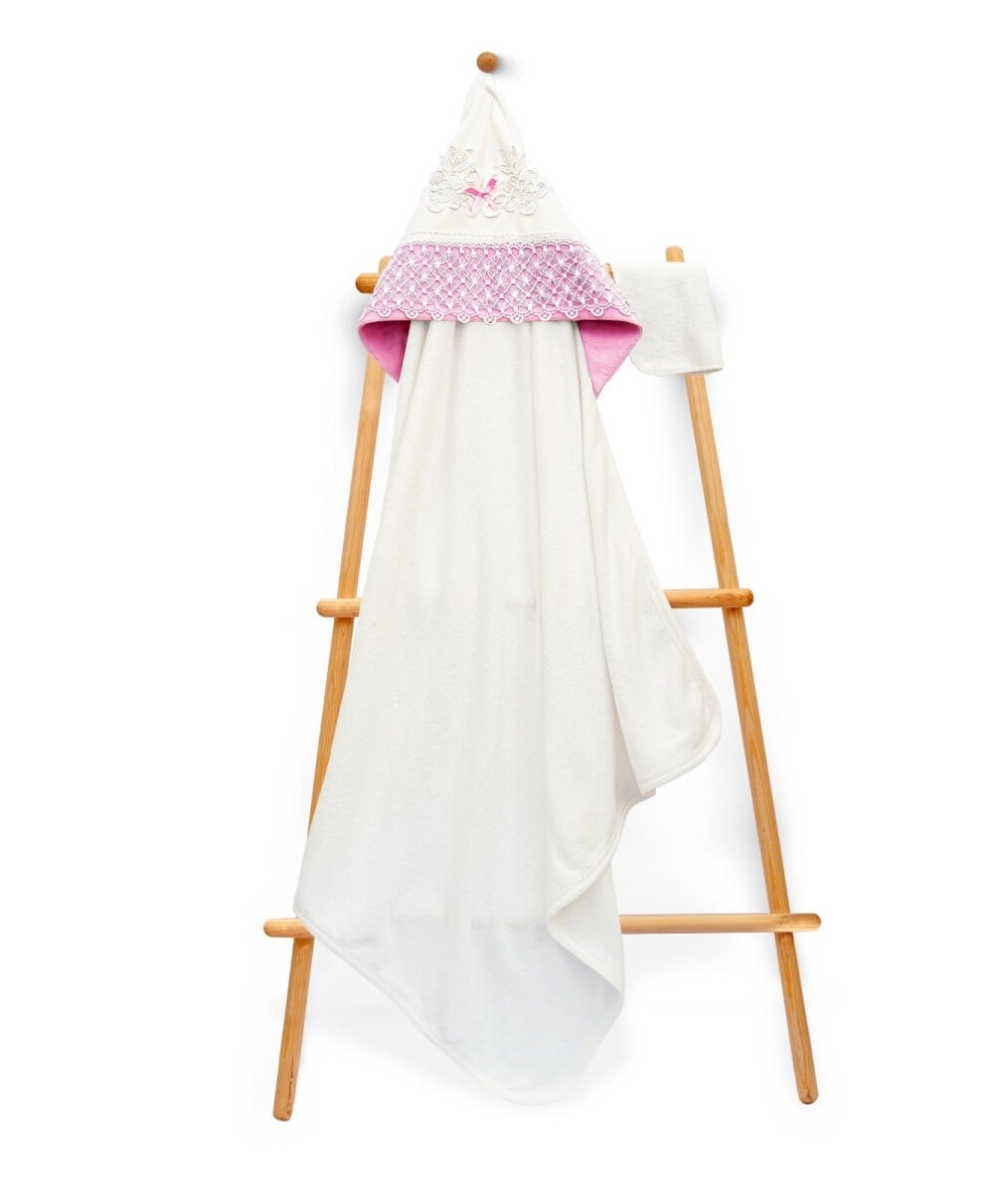 Unisex Kids Hooded Towel and Bath Pouch Set 85x85cm - Pink - Babyline - by Peralane