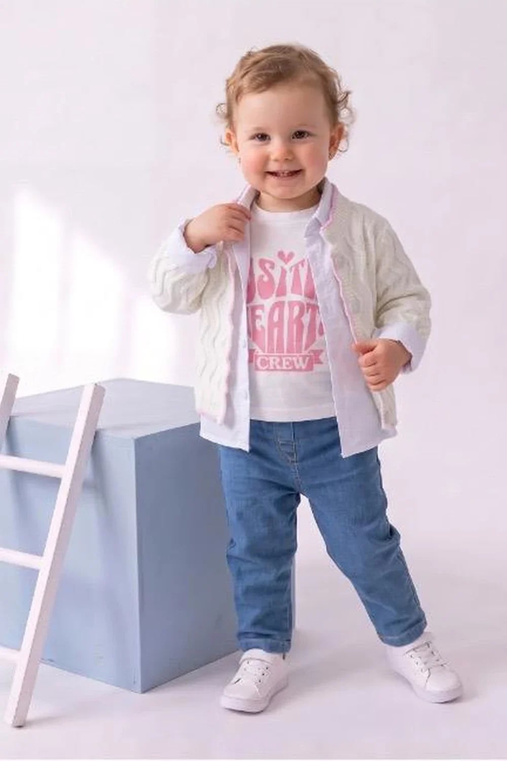 Baby Girls' Knit Cardigan and T-Shirt Set - Cream - Has Bereket - by Peralane