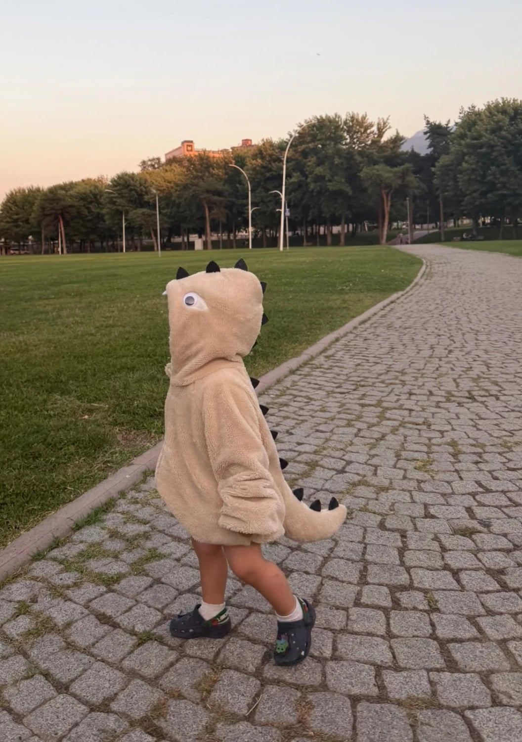 Kids' Dinosaur Hooded Costume in Light Beige - Minizade - by Peralane