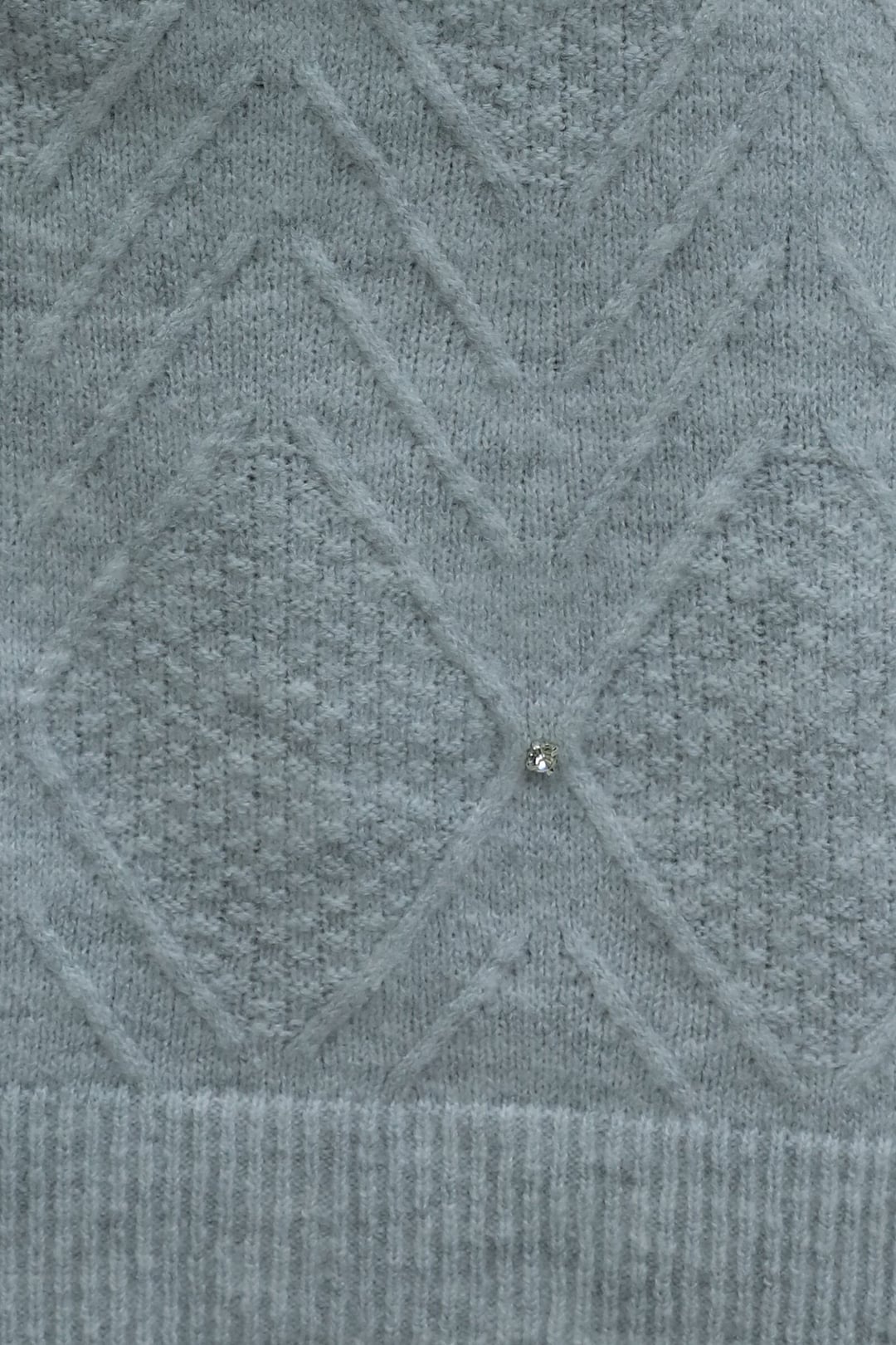 Balloon Sleeve Knit Tunic with Pearl Embellishments - Light Grey - Podyumplus - by Peralane - photo 9