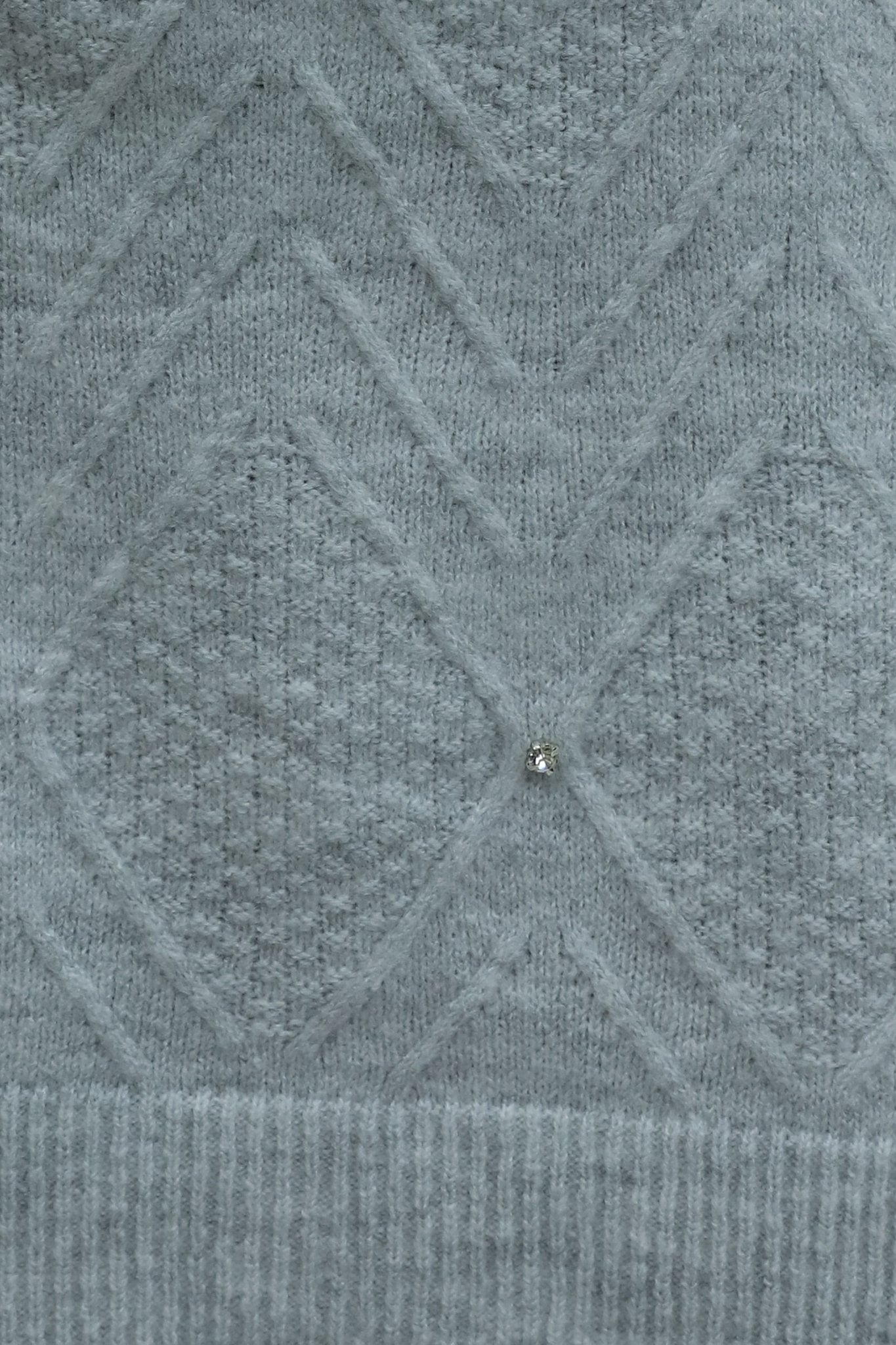 Balloon Sleeve Knit Tunic with Pearl Embellishments - Light Grey - Podyumplus - by Peralane - photo 9