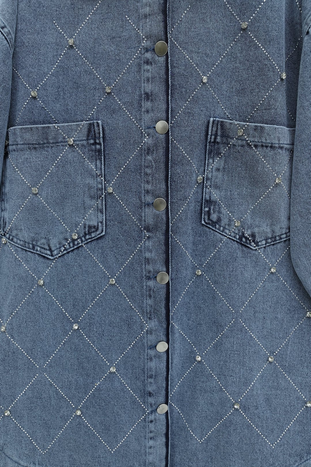 Double Pocket Stone Button Front Denim Jacket - Ice Blue - Podyumplus - by Peralane - photo 6