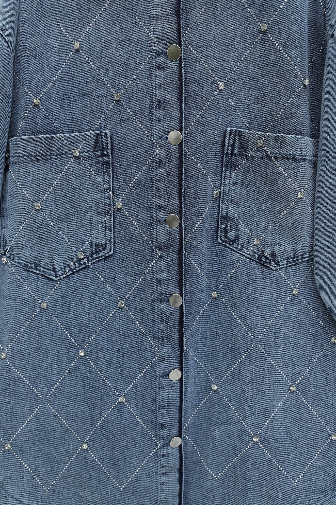 Double Pocket Stone Button Front Denim Jacket - Ice Blue - Podyumplus - by Peralane - photo 6