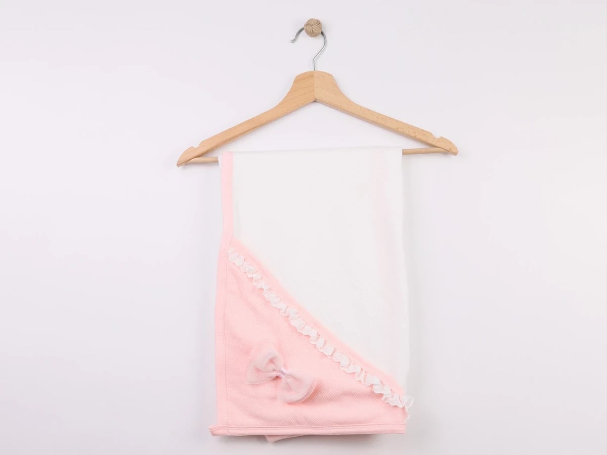 Baby Towel with Bow Embroidery - Powder - Zipir - by Peralane