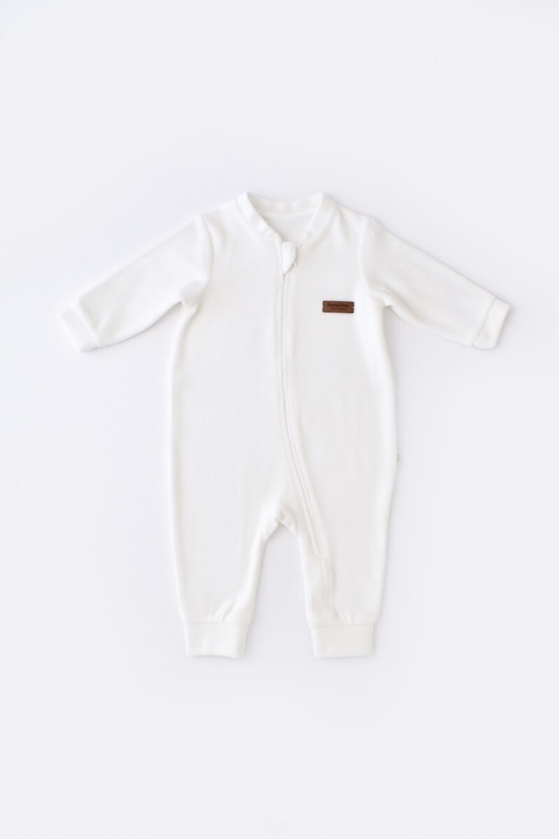 Baby Velour Zip Romper in Ecru – Pack of 5 - Babycosy - by Peralane