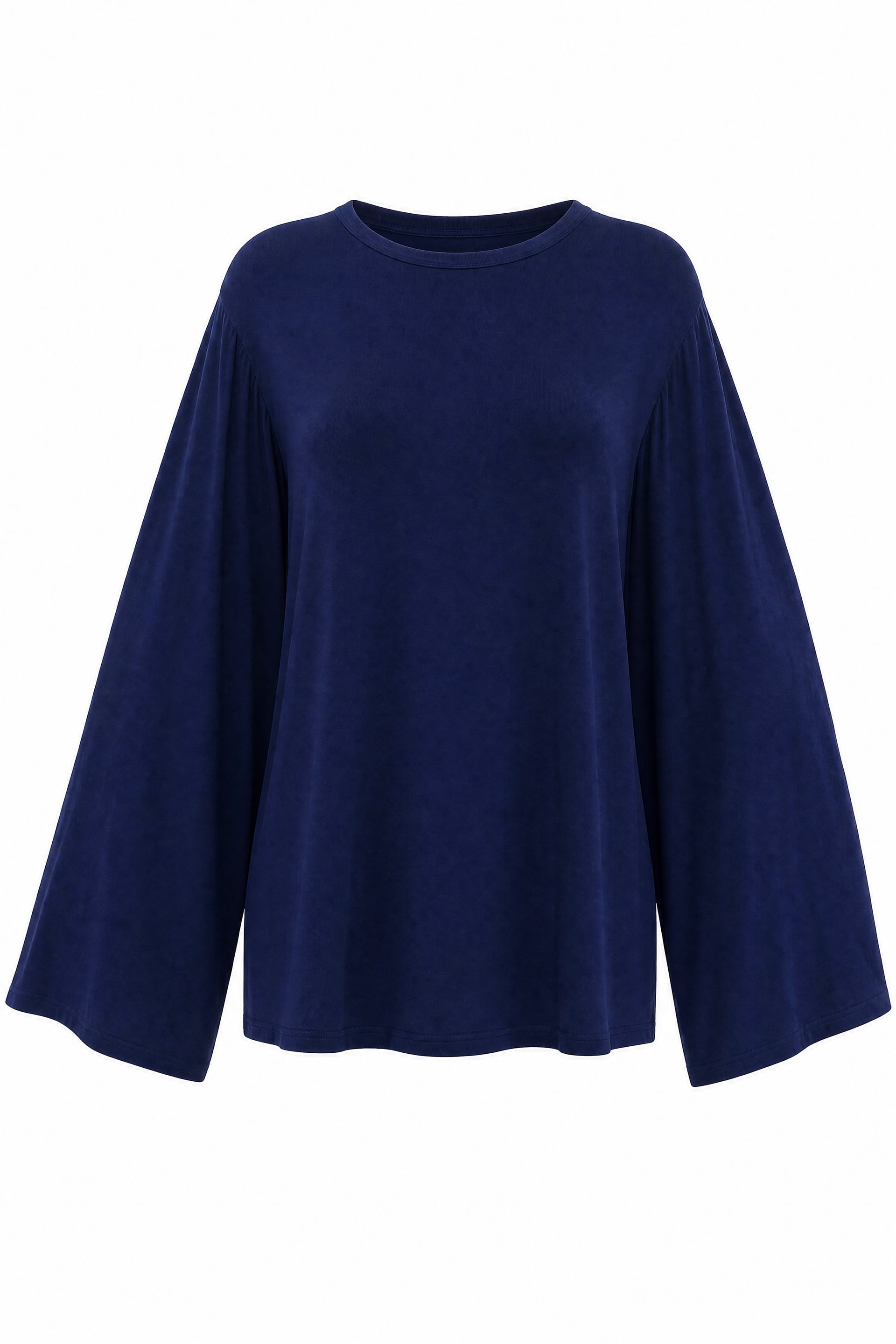 Women's Navy Blue Bicycle Neck Spanish Sleeve Padded Shoulder Lining Blouse - Podyumplus - by Peralane - photo 5