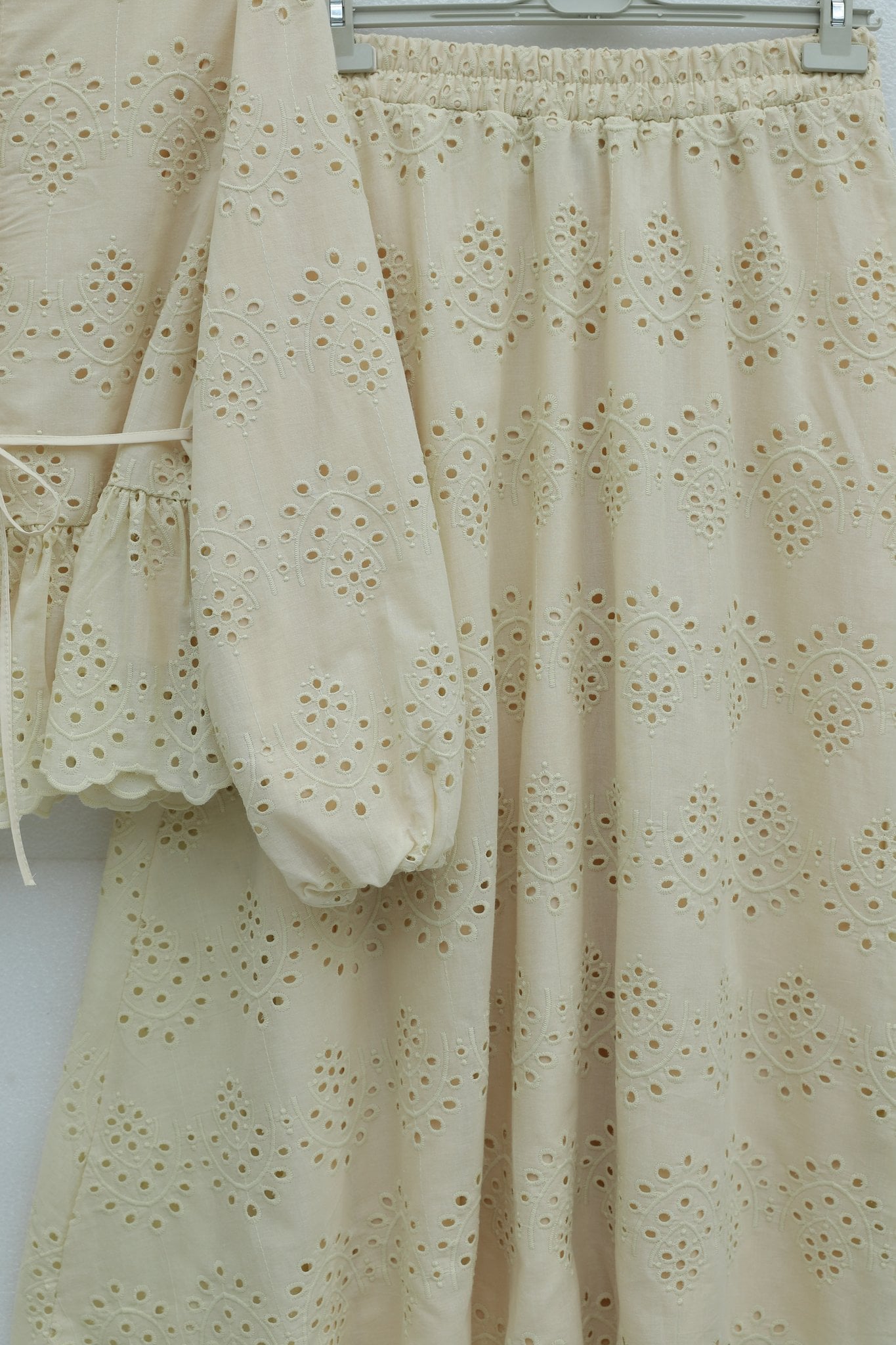 Women's Cotton and Polyester Two-Piece Set with Eyelet Embroidery - Beige - Podyumplus - by Peralane - photo 7