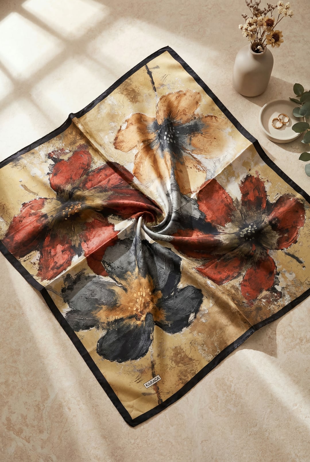 Printed Effect Rayon Womens Scarf – Mustard - Podyumplus - by Peralane - photo 2