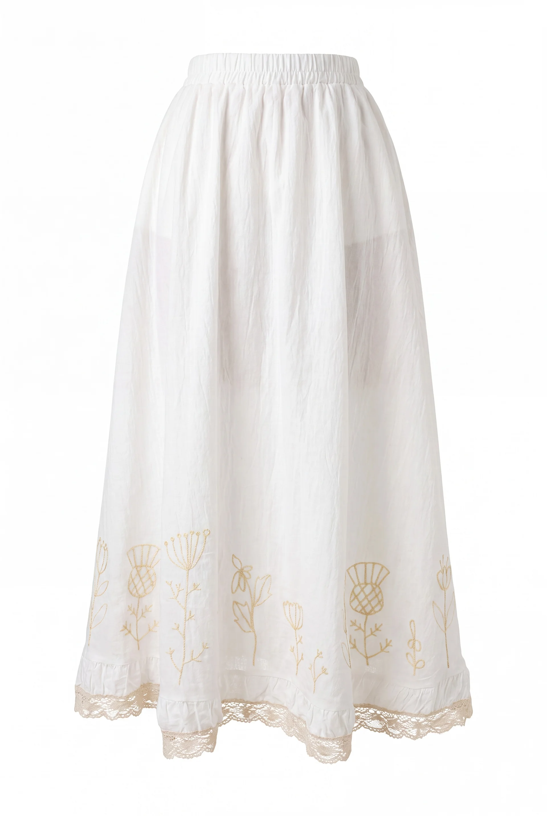 White Lace-Embroidered Elasticated Waist Skirt - Podyumplus - by Peralane - photo 5