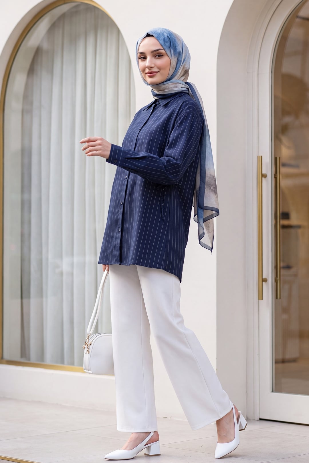 White Wide-Leg Trousers with Concealed Front Closure - Podyumplus - by Peralane - photo 4