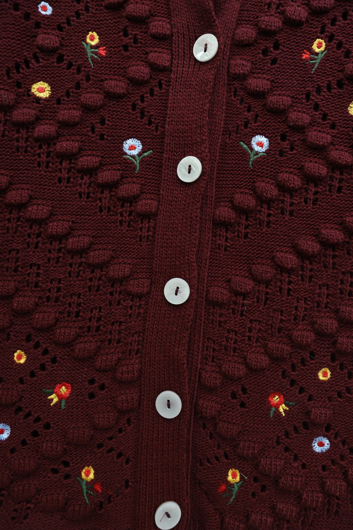 Women's Floral Embroidered Button-Front Cardigan - Burgundy - Podyumplus - by Peralane - photo 6