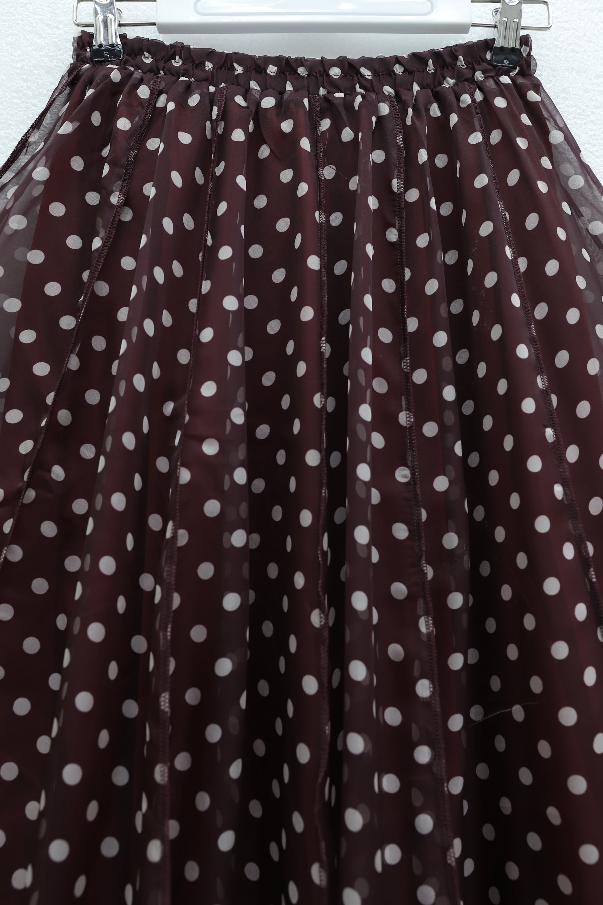 Elasticated Waist Asymmetric Layered Lined Chiffon Skirt - Bordeaux - Podyumplus - by Peralane - photo 5