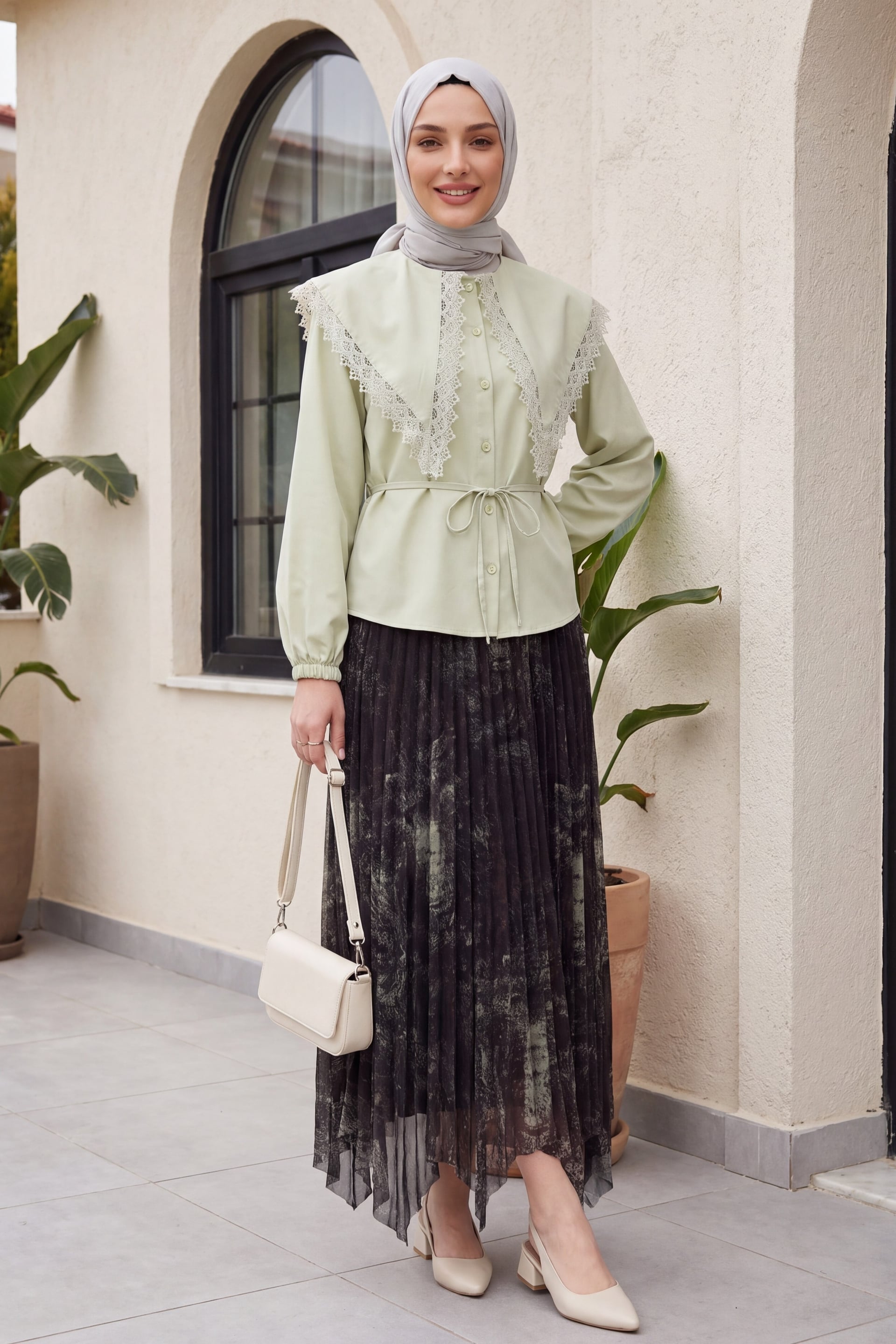 Mixed Print Elasticated Waist Asymmetric Lined Tulle Skirt - Camouflage - Podyumplus - by Peralane - photo 3