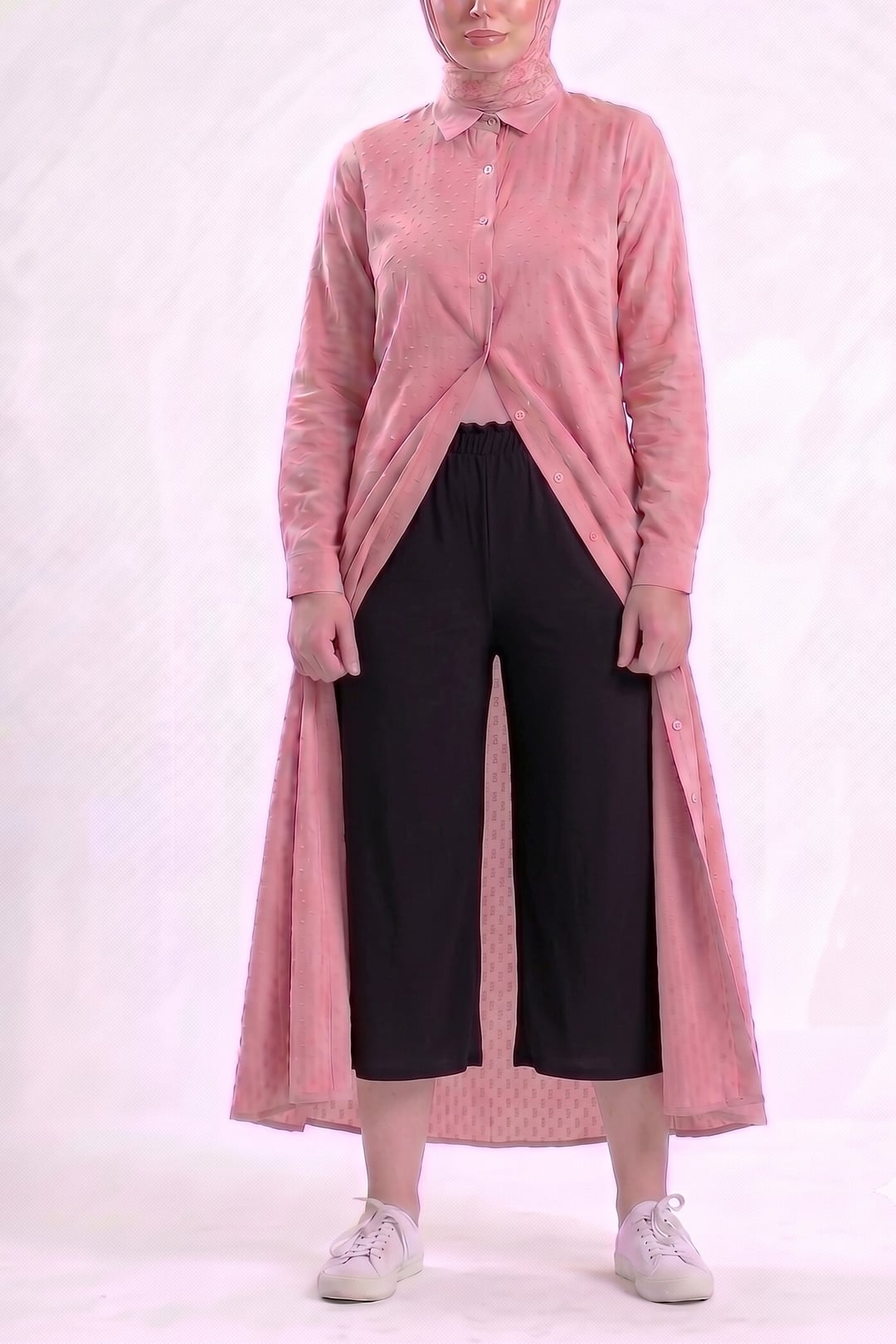 Black Elasticated Waist Lounge Trousers with Jersey Print - Podyumplus - by Peralane - photo 2