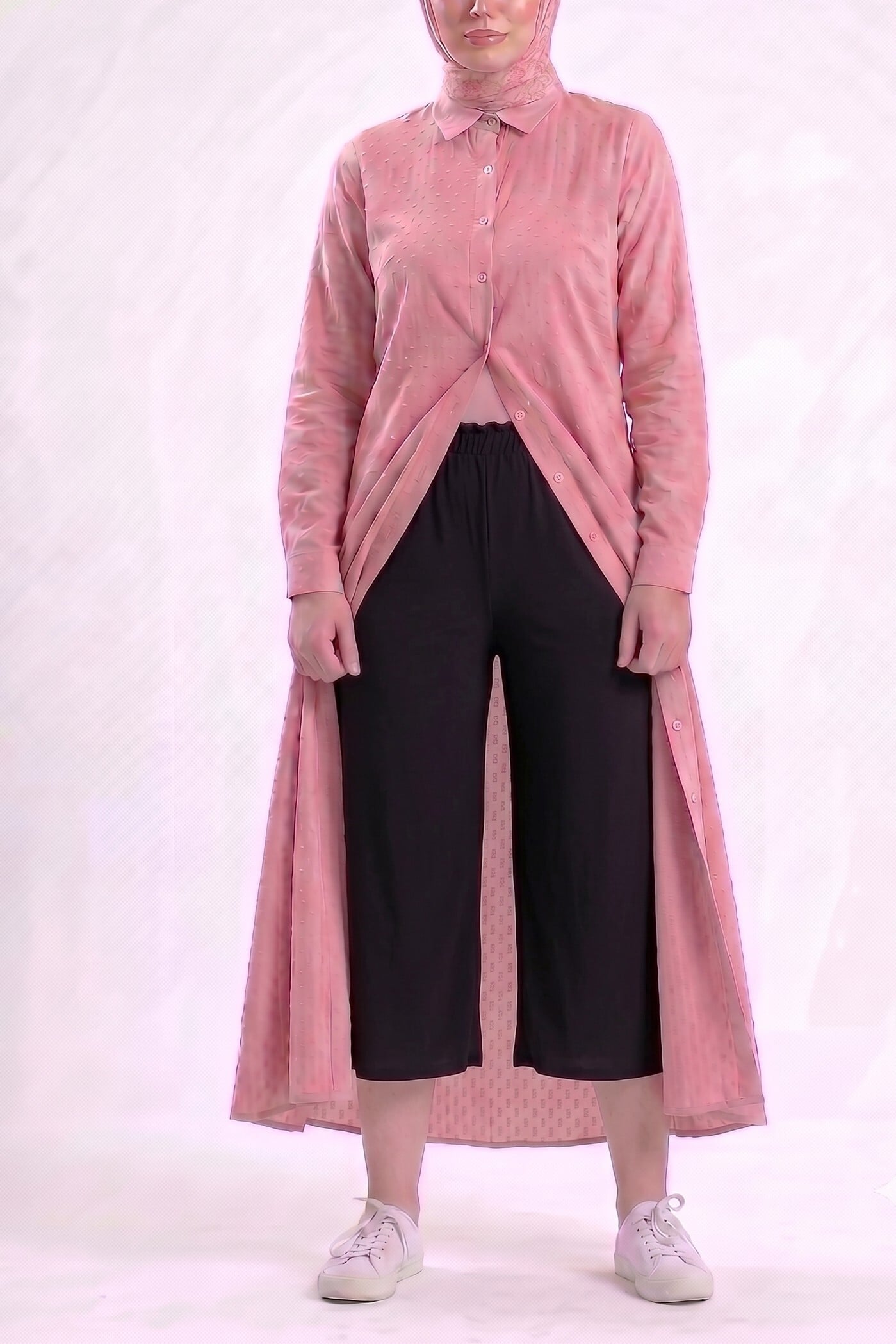 Black Elasticated Waist Lounge Trousers with Jersey Print - Podyumplus - by Peralane - photo 2