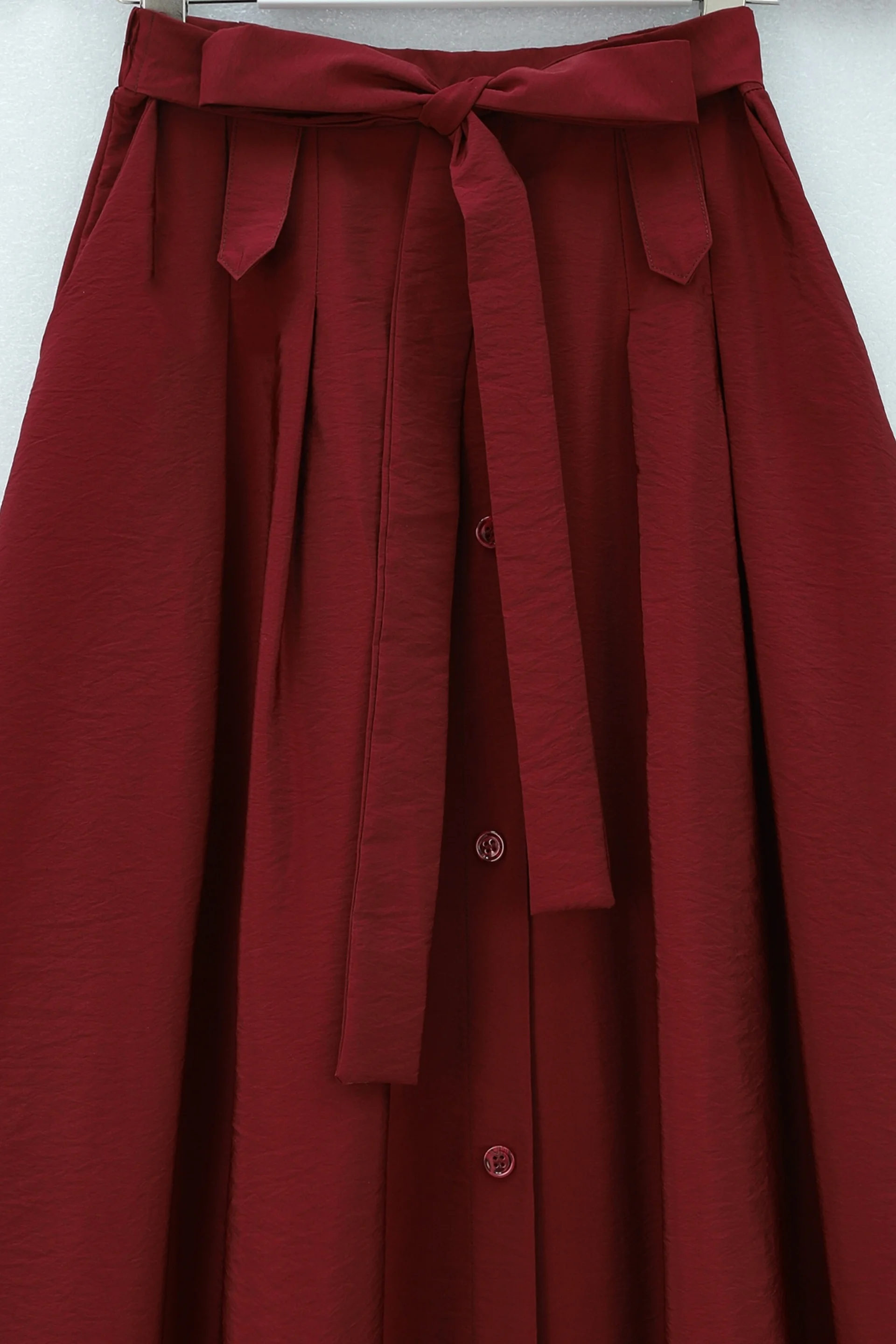 Button-Front Lace-Up Parachute Skirt - Burgundy - Podyumplus - by Peralane - photo 4