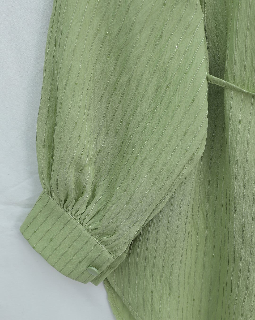Belted Sequin Detail Button-Front Blouse - Light Green - Podyumplus - by Peralane - photo 4