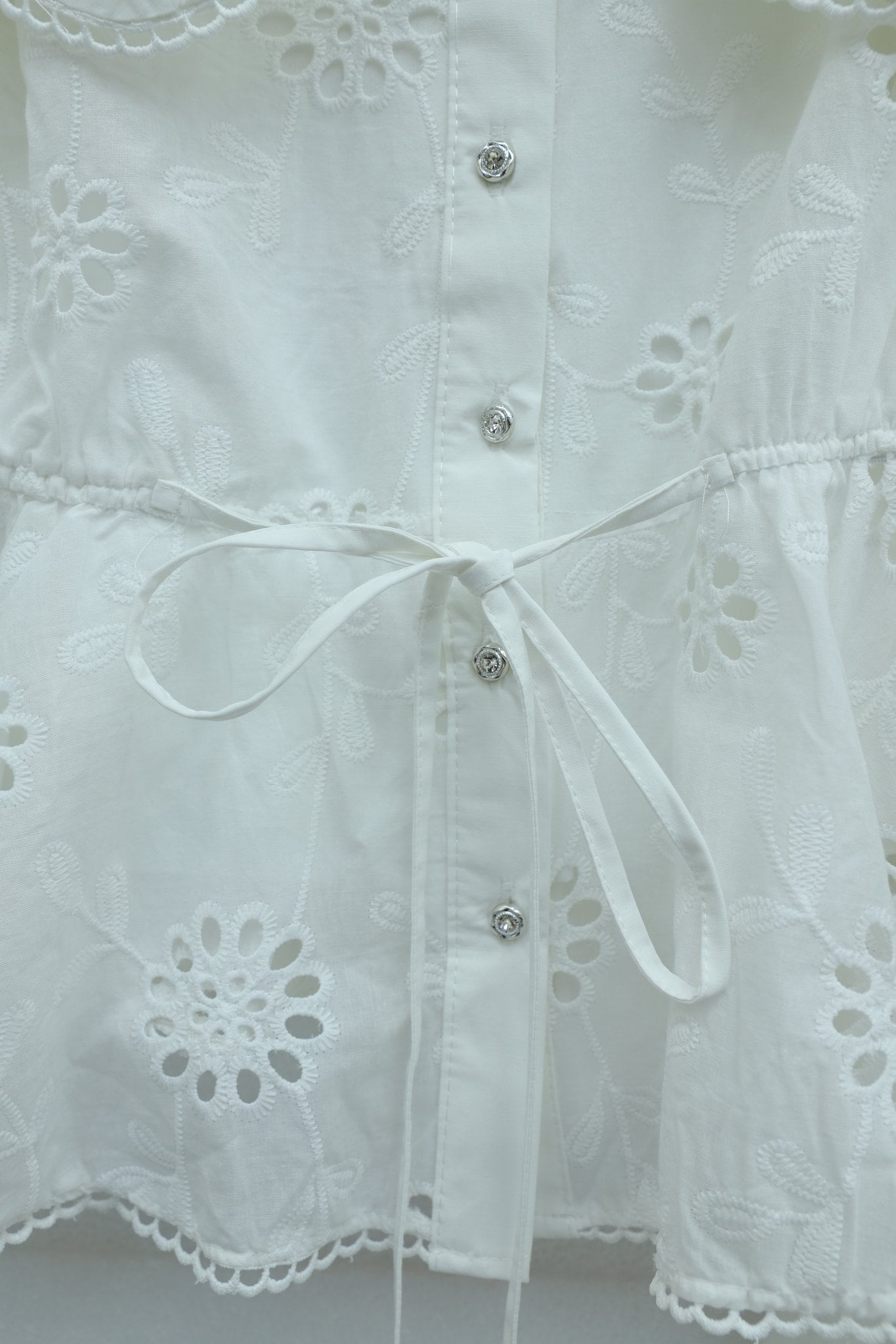 Baby Collar Drawstring Embroidery Linen Look Two-Piece Set - White - Podyumplus - by Peralane - photo 9
