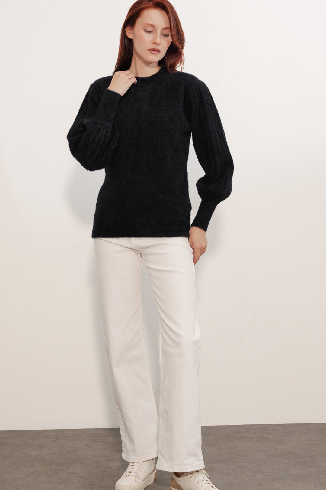 Women's Oversized Balloon Sleeve Knit Sweater - Black - Bigdart - by Peralane - photo 6