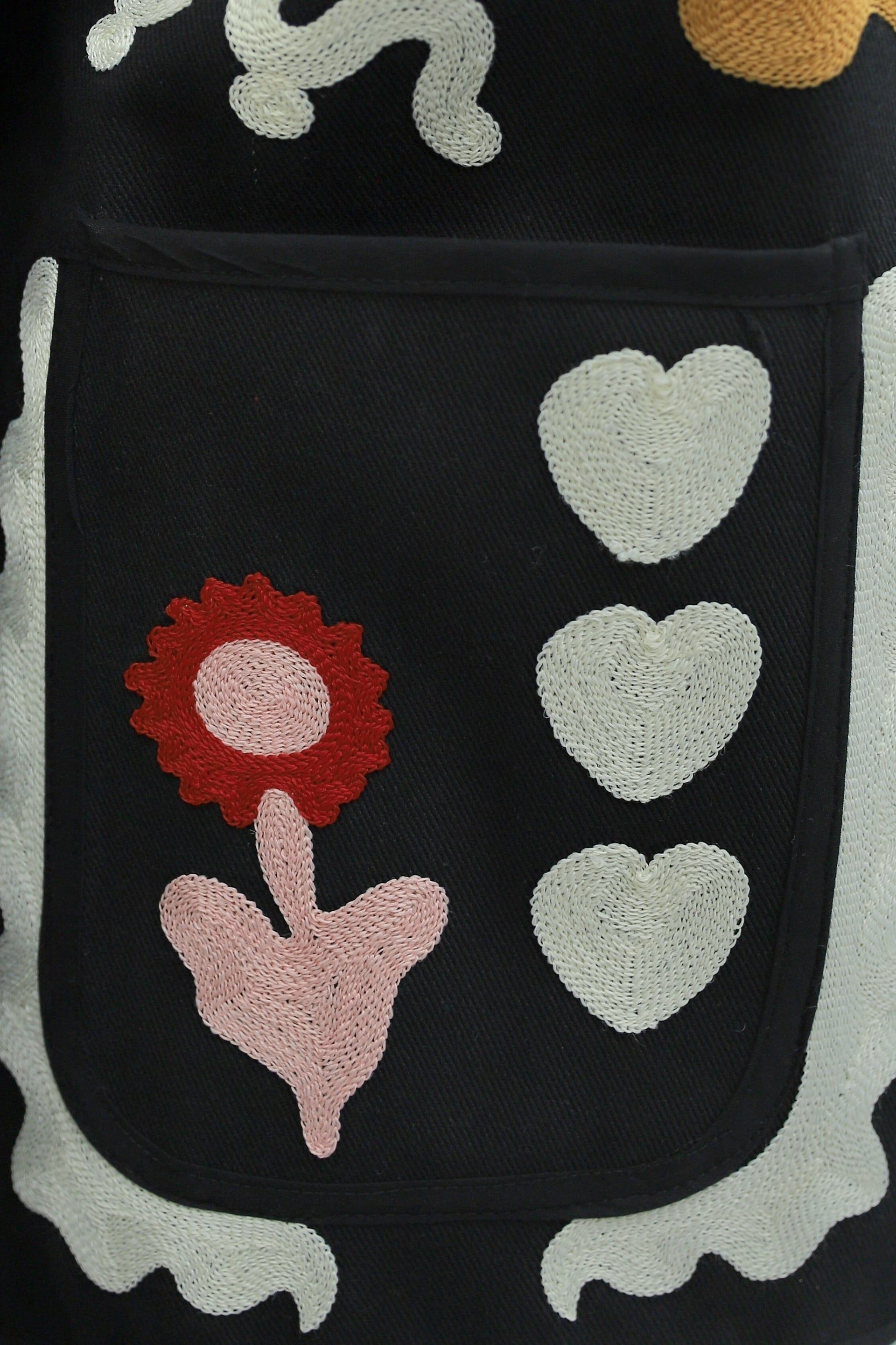Women's Black Gabardine Jacket with Embroidered Floral Appliqué and Front Button Closure - Podyumplus - by Peralane - photo 10