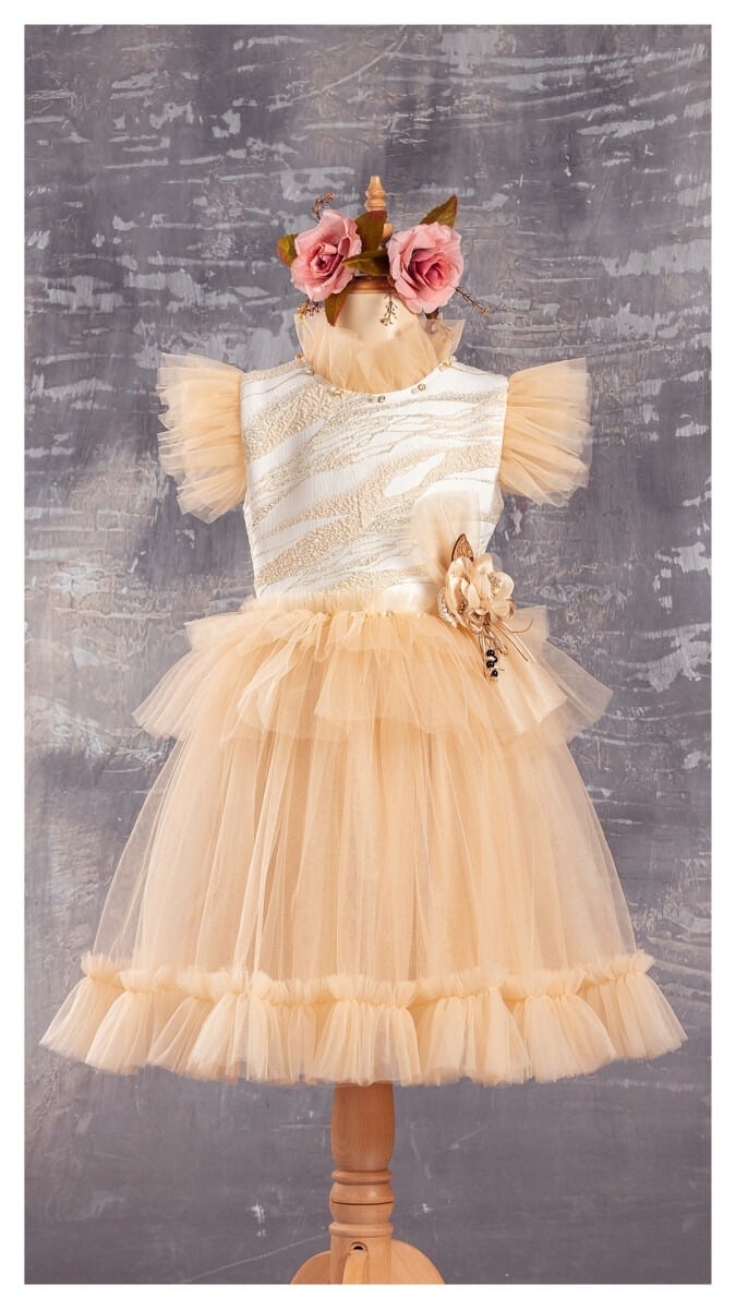 Girl's Dress with Animal Print Bodice and Tulle Skirt - Pack of 4 - Tivido - by Peralane