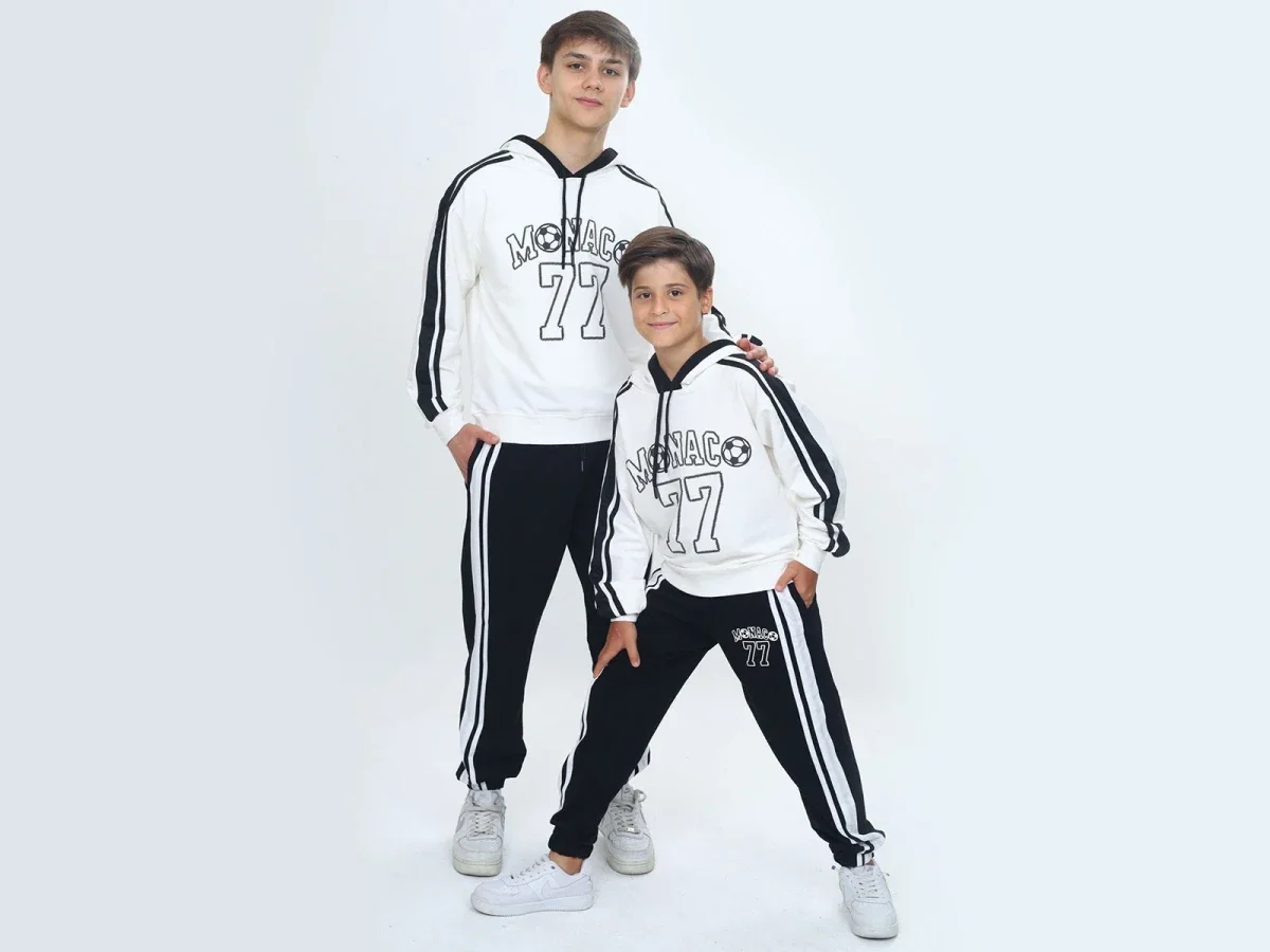 Monaco Printed 2-Piece Boys' Set - Black/White - Vizviz - by Peralane