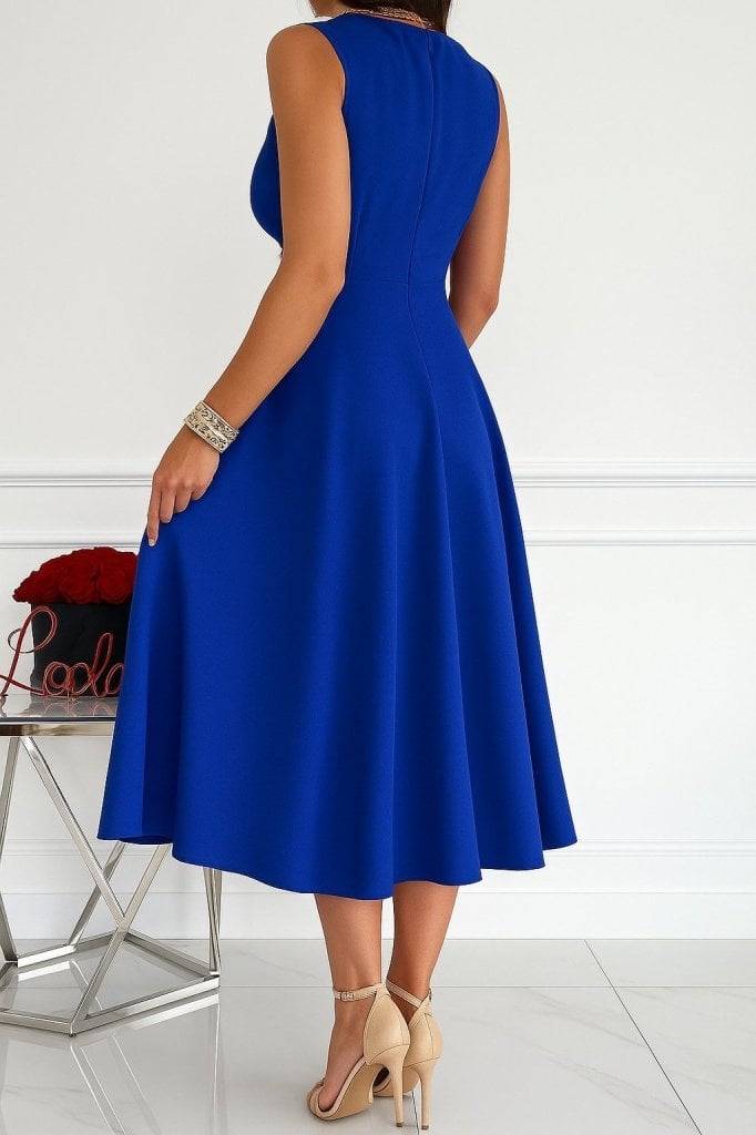 Women's Sleeveless Wrap V-Neck Mini Dress in Royal Blue - Janes - by Peralane - photo 2