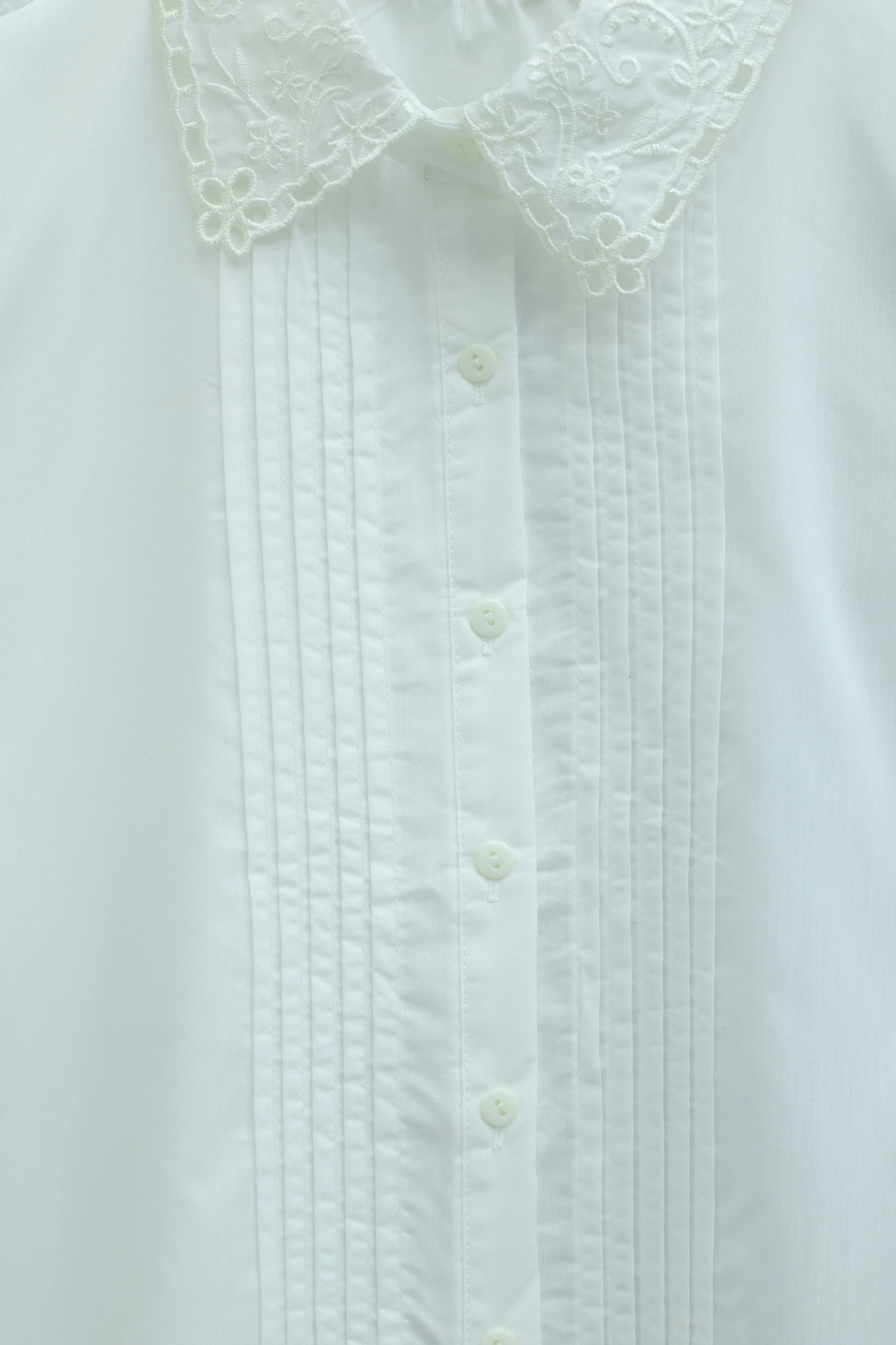 White Scalloped Collar Pleated Button Blouse - Podyumplus - by Peralane - photo 6
