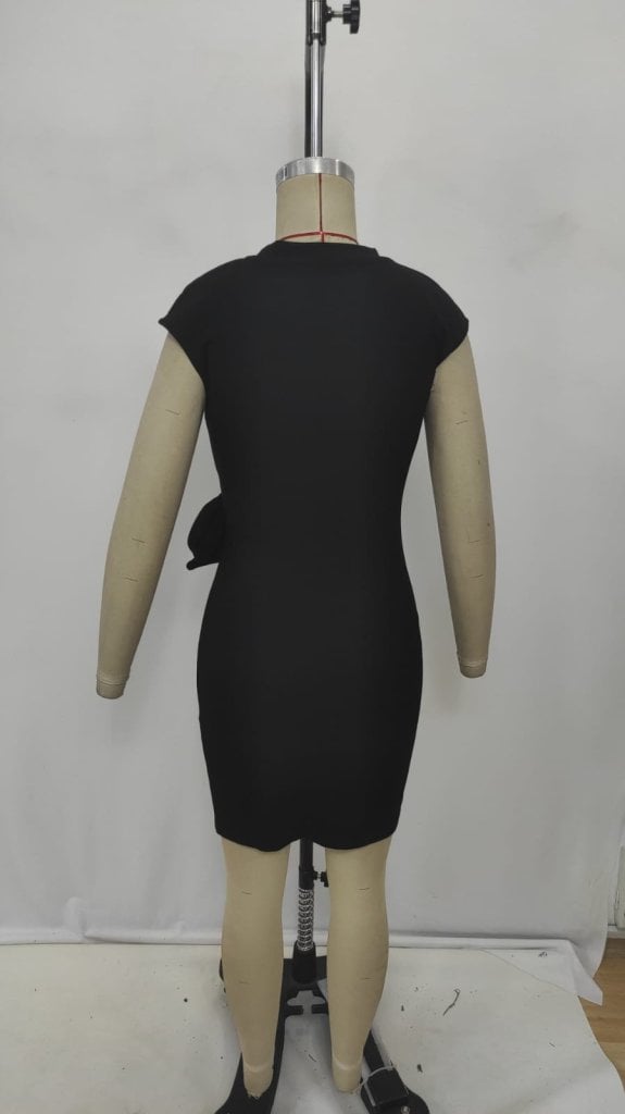 Women's Short Cap Sleeve Crew Neck Tie Waist Modal Mini Dress - Janes - by Peralane - photo 3