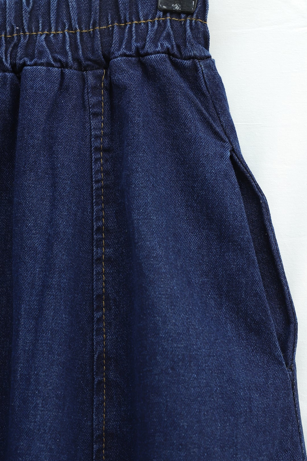 Side Pocket Elasticated Waist Denim Maxi Skirt - Dark Blue - Podyumplus - by Peralane - photo 8