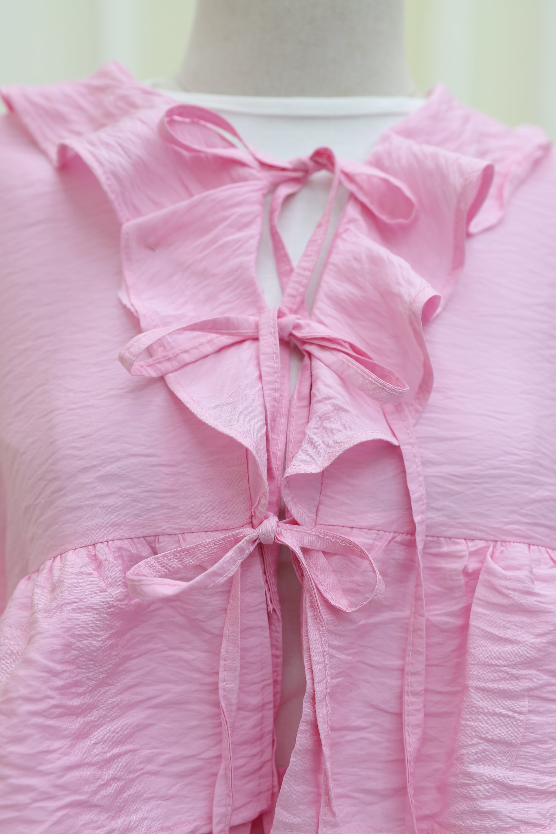 Pink Frilled Spanish Sleeve Wrap Front Long Skirt Cupro Kimono Set - Podyumplus - by Peralane - photo 7